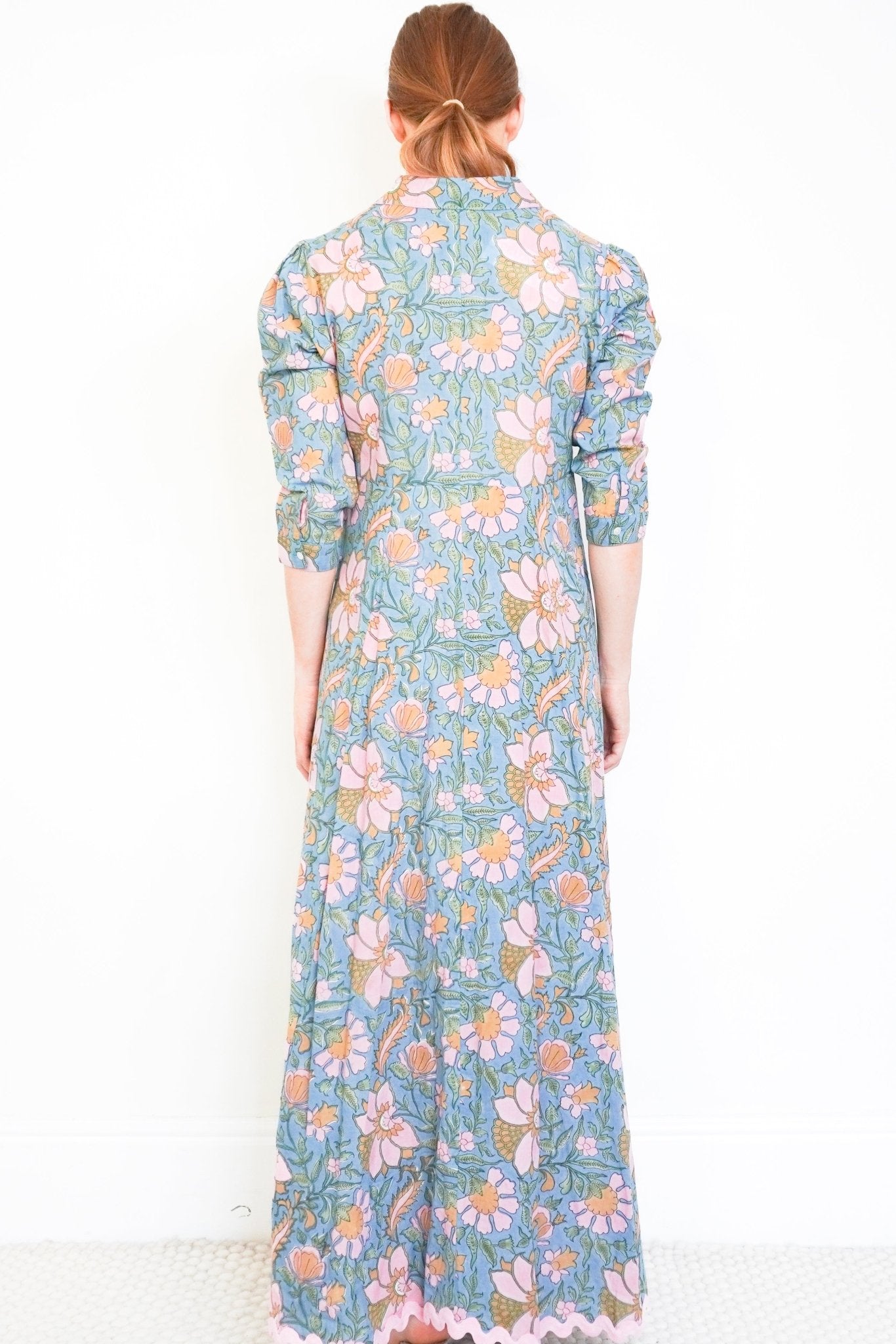 Juliet Dunn Blue Floral Cotton Maxi Dress (RRP £300) | Authentic Preloved No returns or exchanges - Reloved Again