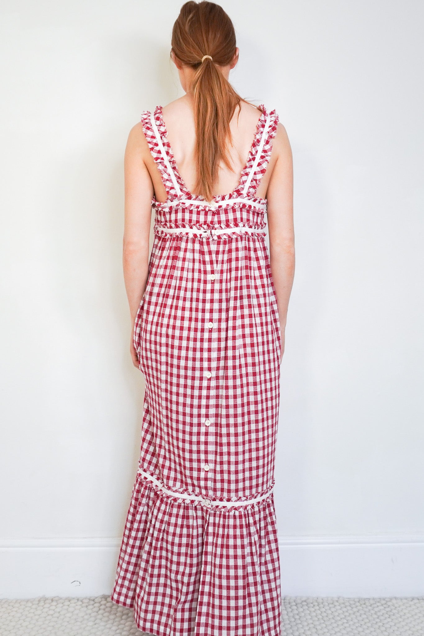 Lee Mathews Red Gingham Cotton Maxi Dress (RRP £400) | Authentic Preloved - Reloved Again