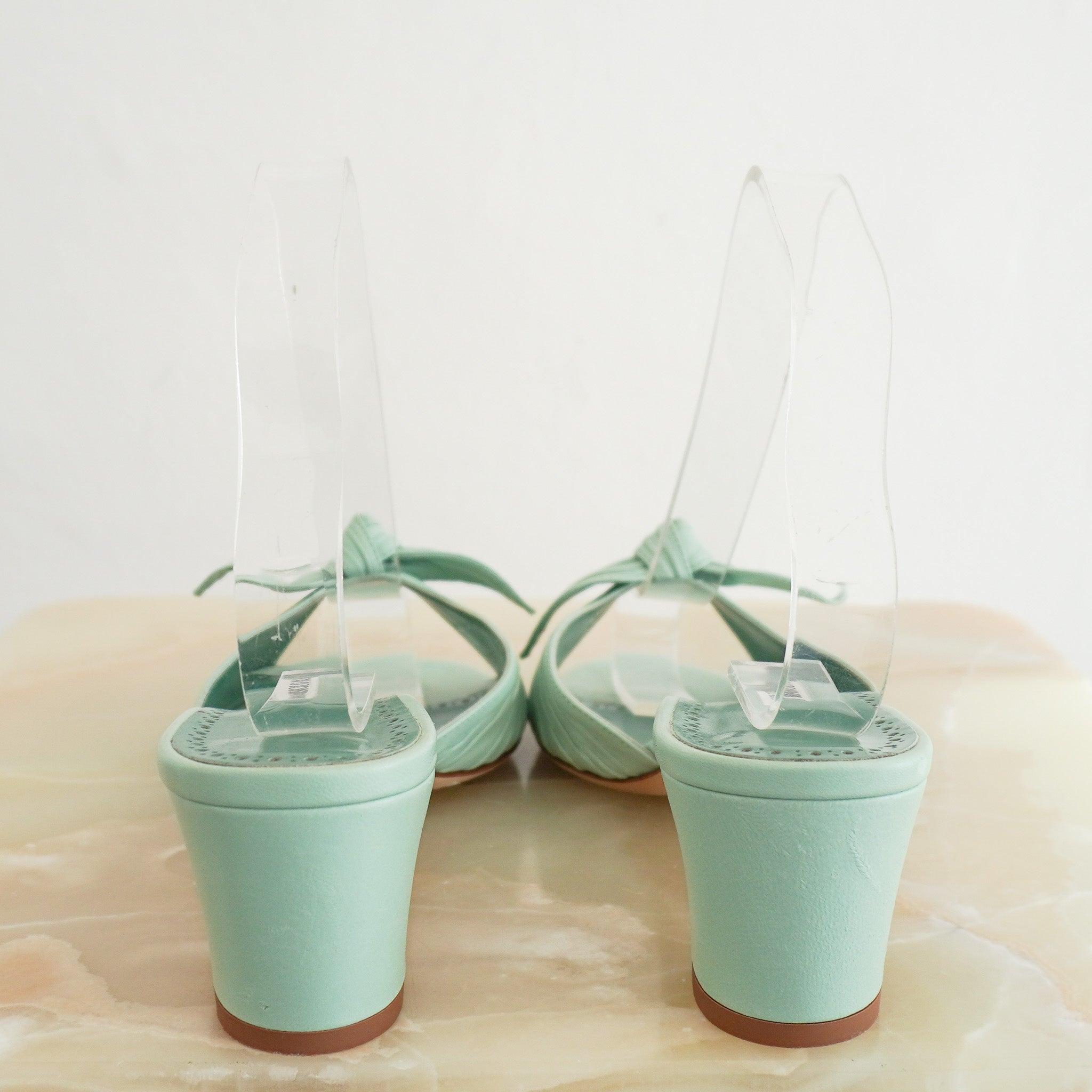 Back image of the Manolo Blahnik Green Mules