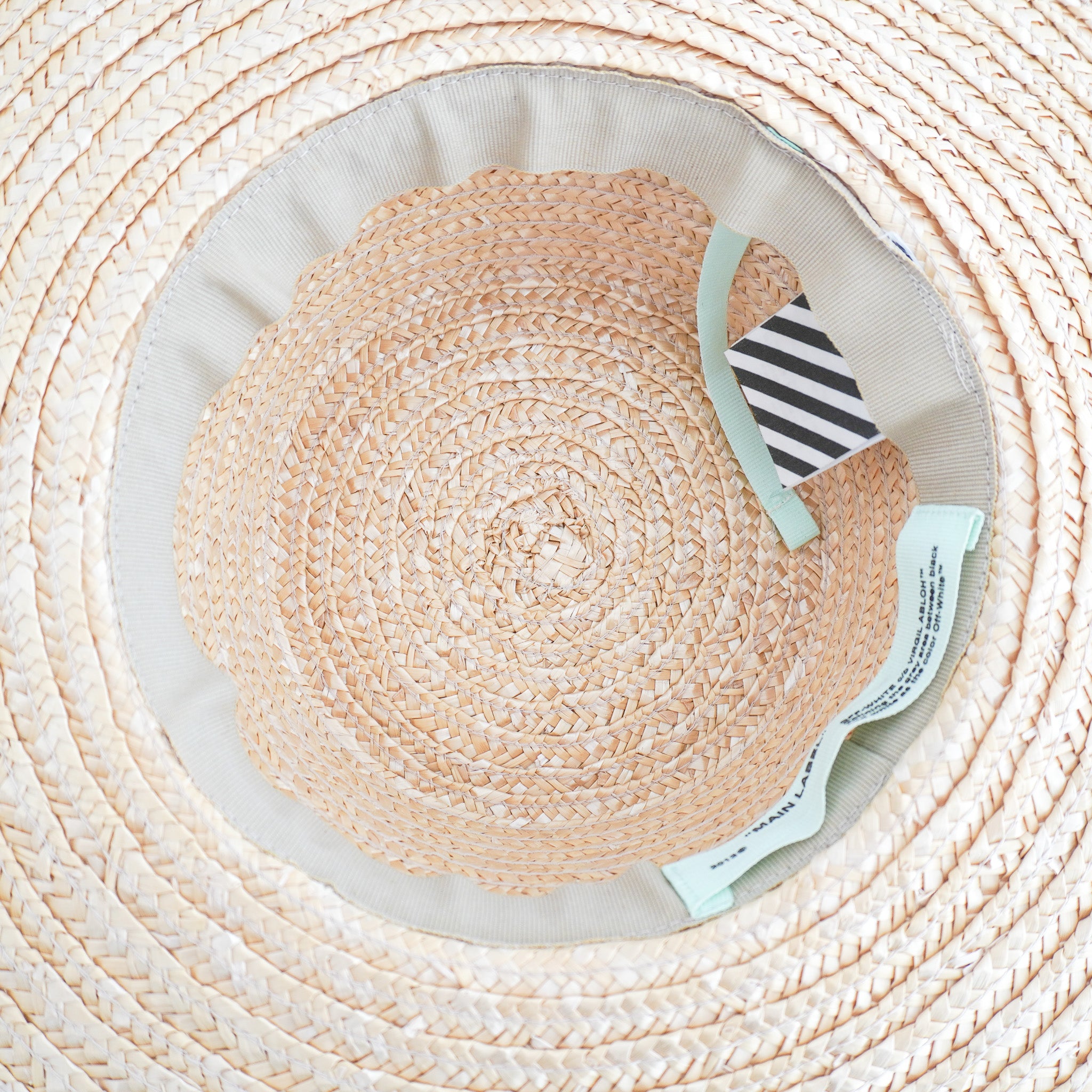 Back image of the Off White Straw Wide Brim Boater Hat