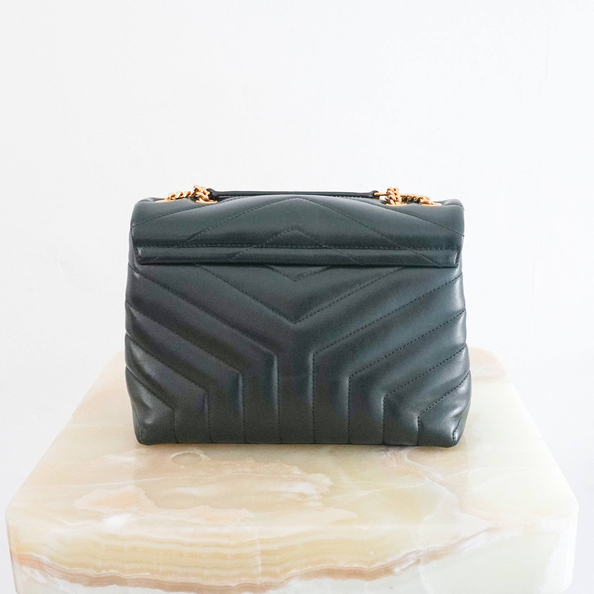 Saint Laurent Small Loulou Chain Bag in Forest Green Matelassé Leather (RRP £2090) | Authentic Preloved - Reloved Again