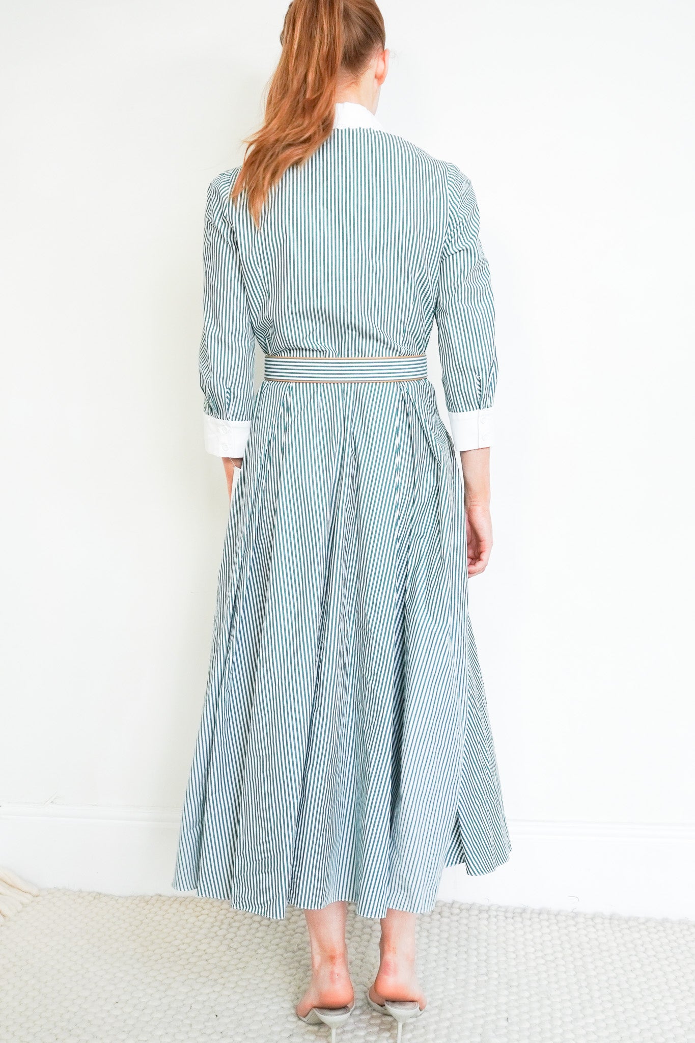 Back image of the Suzannah Court Striped Shirt Dress