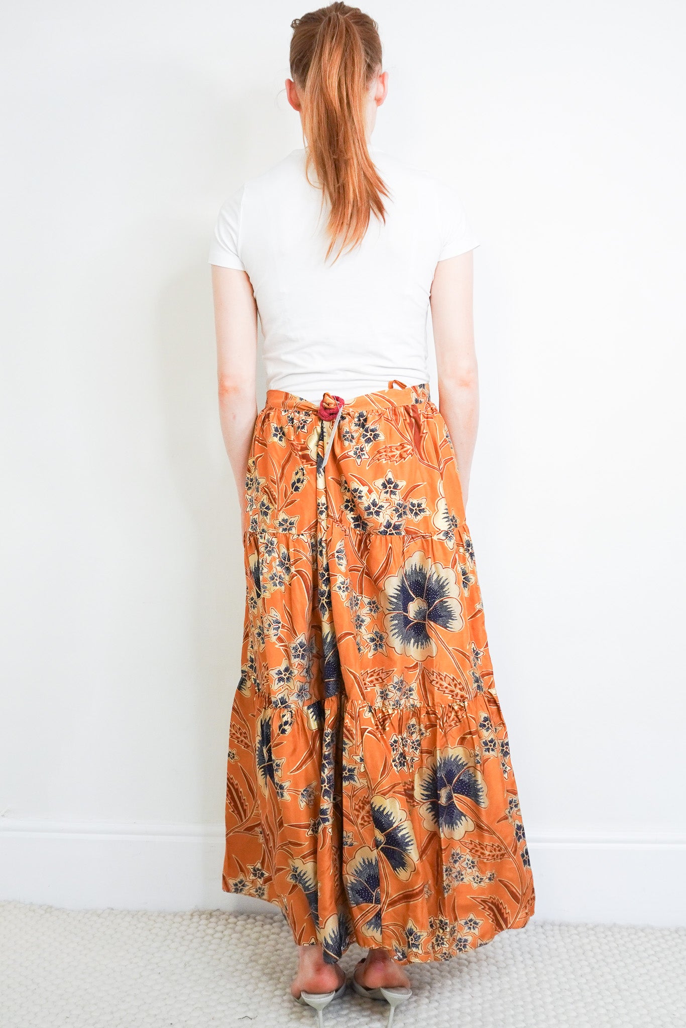 Back image of the Ulla Johnson Ochre Silk Skirt