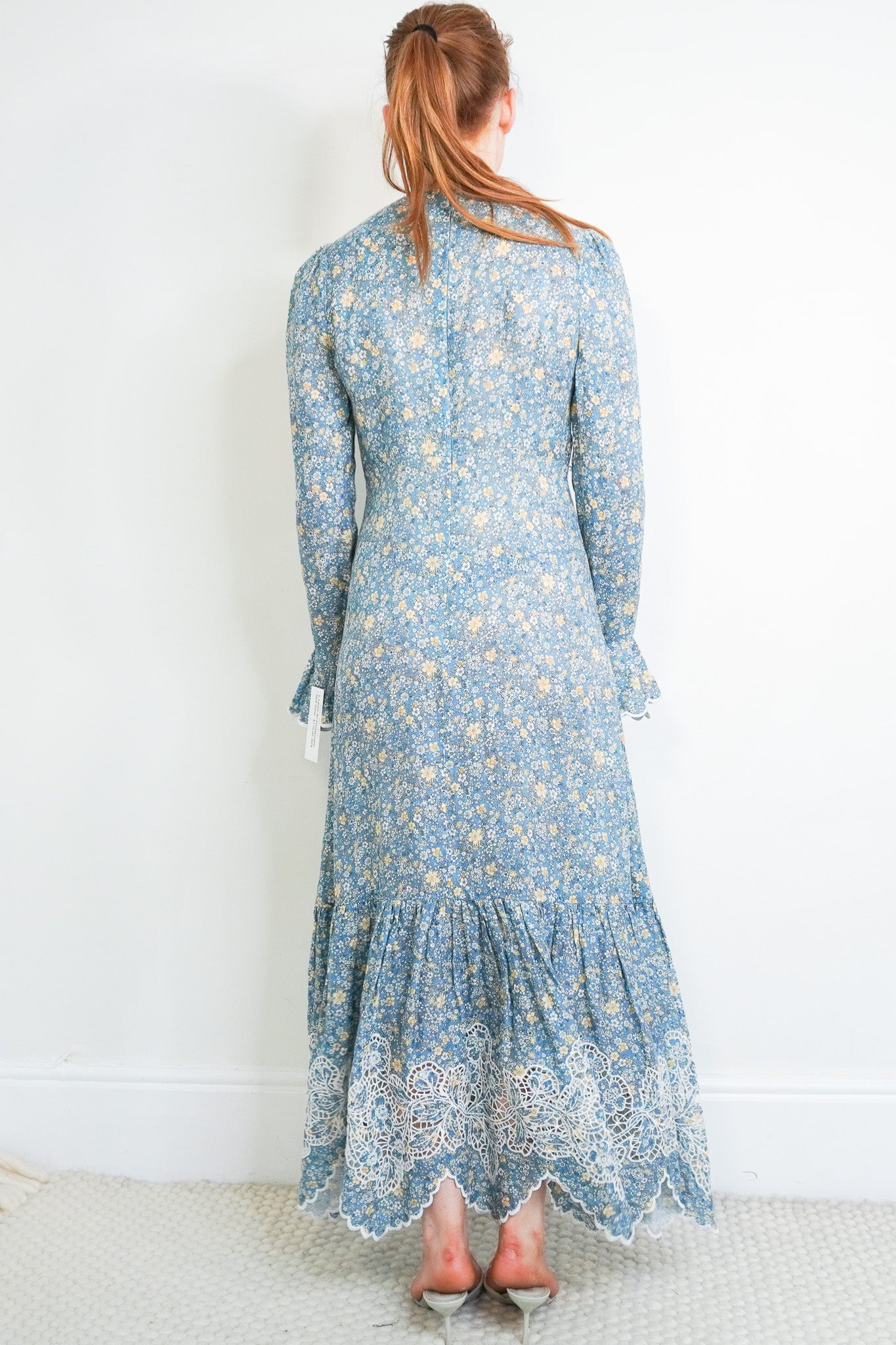 Back image of the Zimmermann Blue Floral Linen Dress
