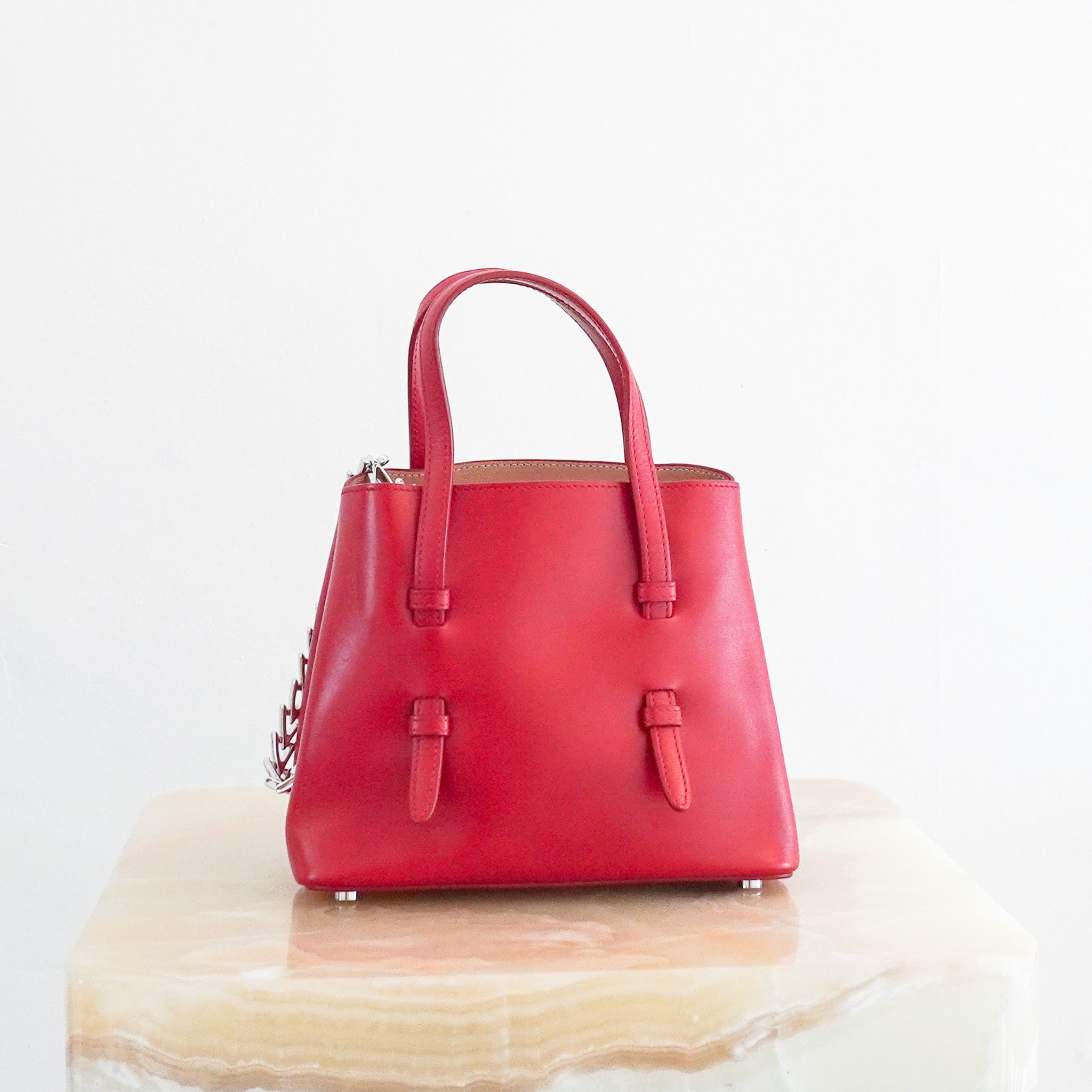 Back photo of the Alaia Mina 16 Micro Bag in Red