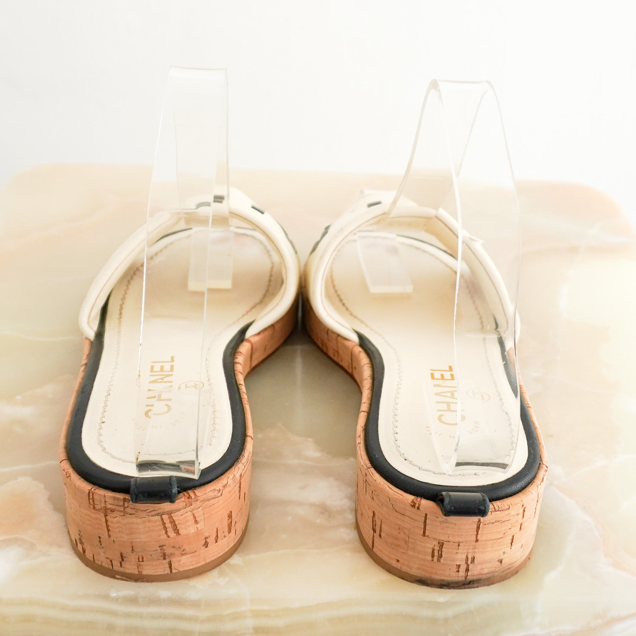 Back photo of the Chanel Logo Cork Sandals