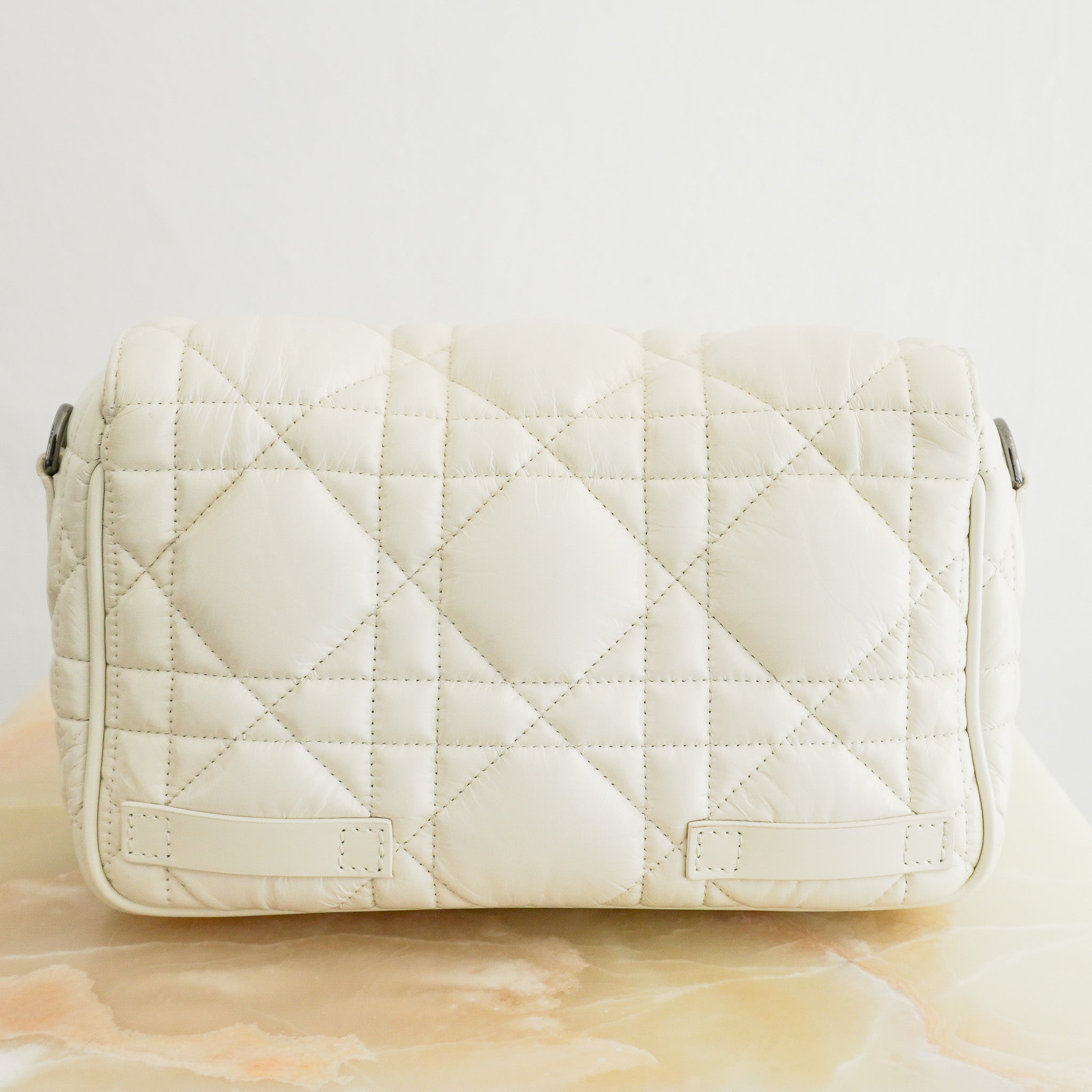 Back photo of the Christian Dior Small Diorcamp Messenger Bag Latte Macrocannage
