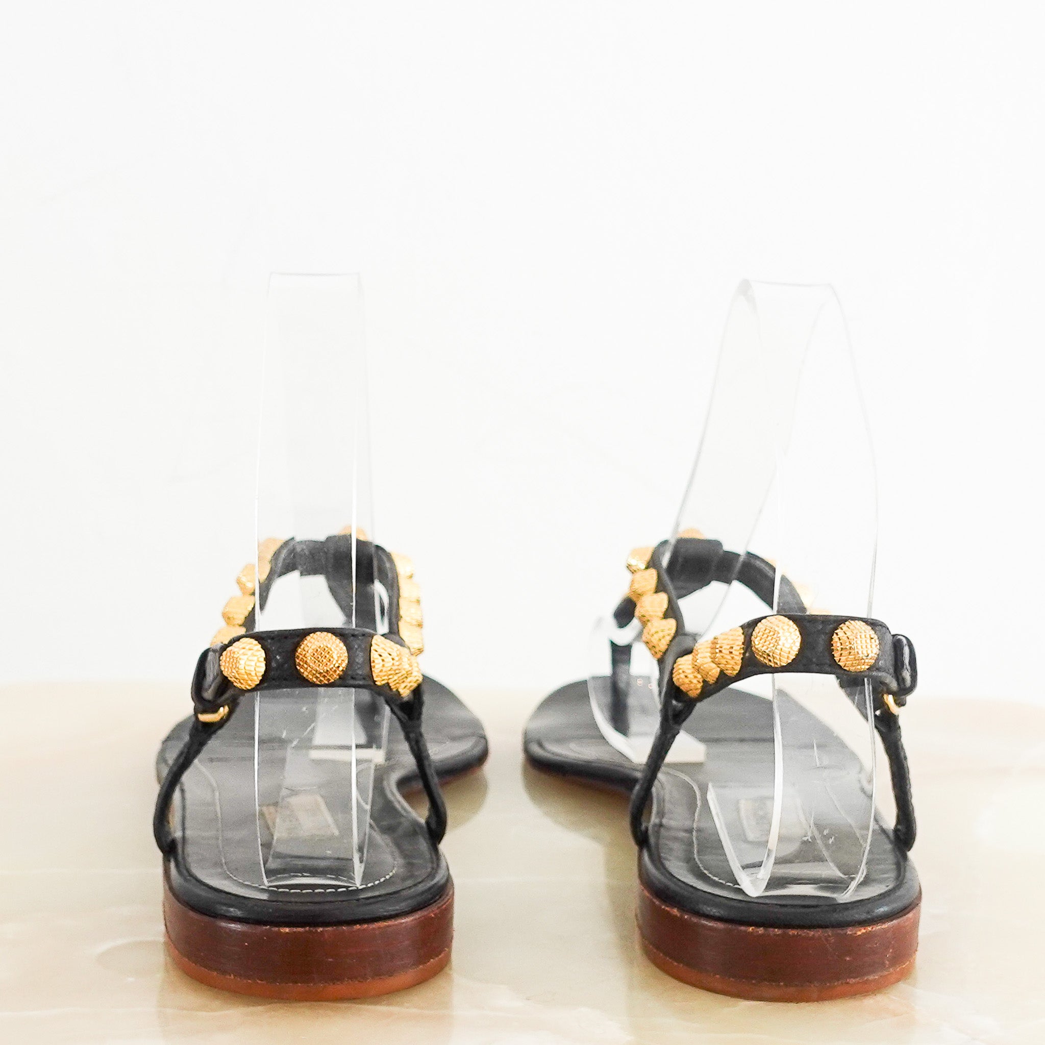 Balenciaga Black And Gold Studded Open Toe Sandals RRP £225 | Authentic Preloved - Reloved Again