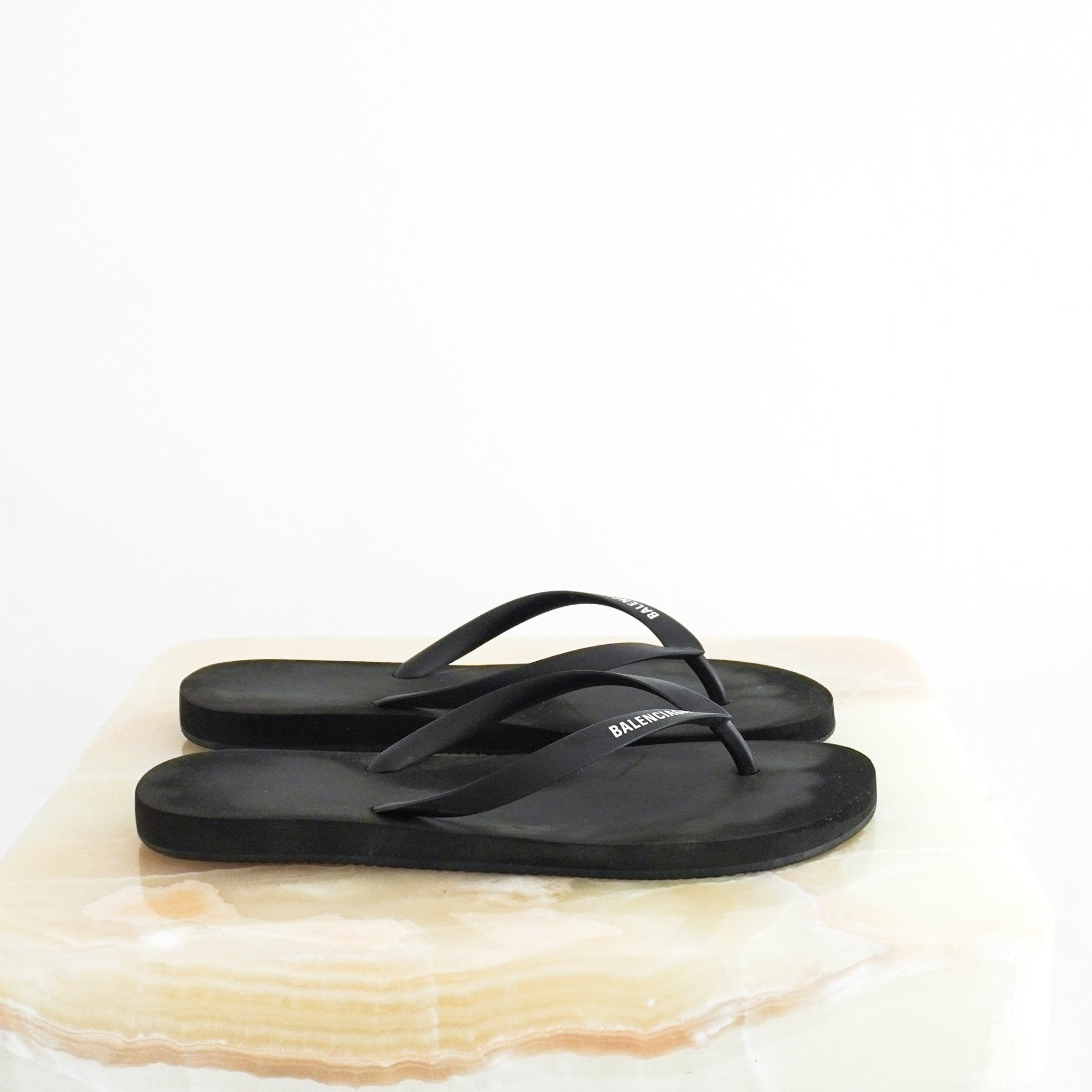 Balenciaga Black Bal Thong Flip Flops RRP £330 | Authentic Preloved - Reloved Again