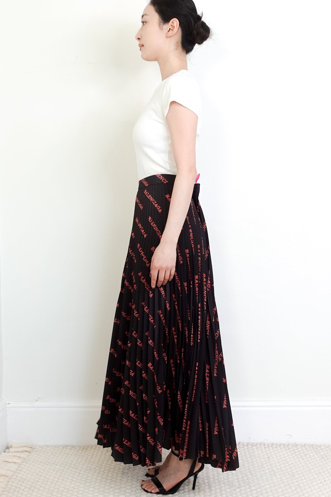 Balenciaga Black Pleated Logo Skirt RRP £1000 | Authentic Preloved - Reloved Again