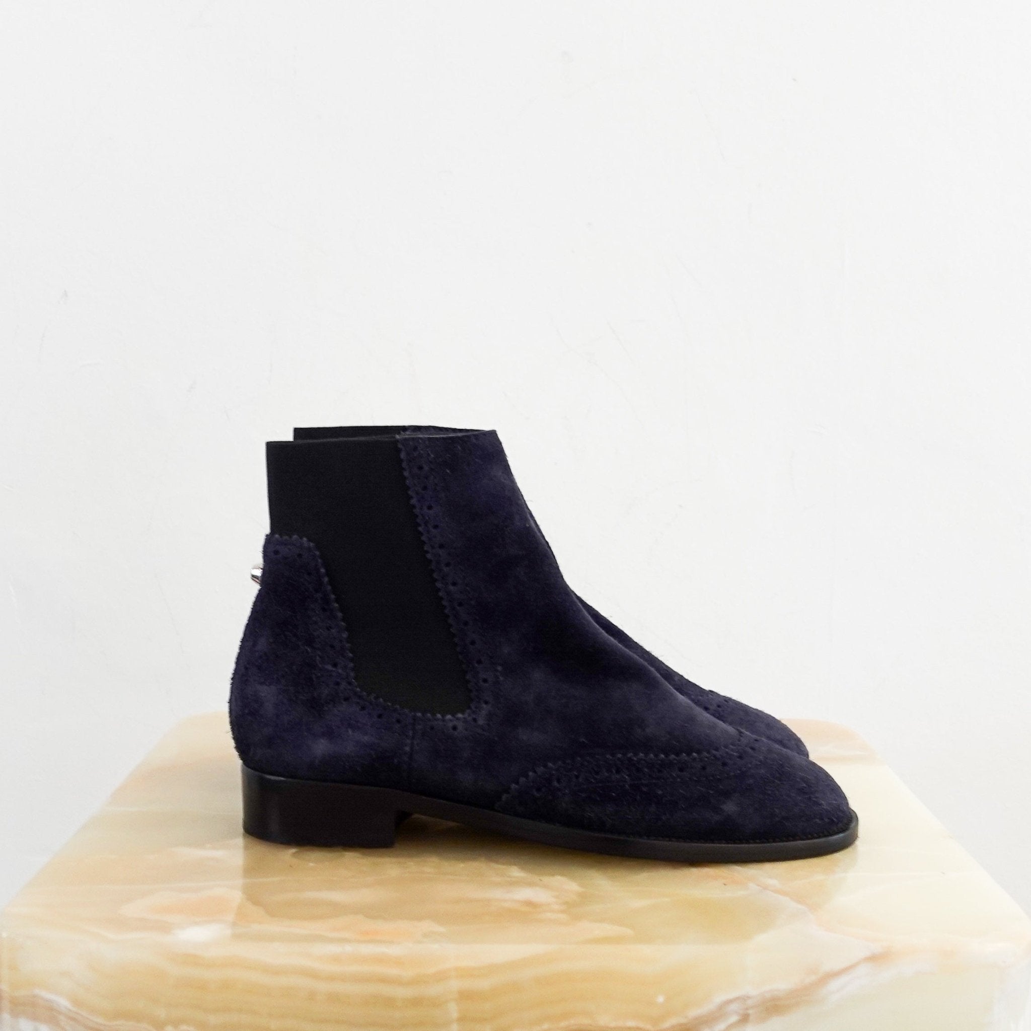 Balenciaga Navy Suede Heeled Ankle Boots RRP £975 | Authentic Preloved - Reloved Again