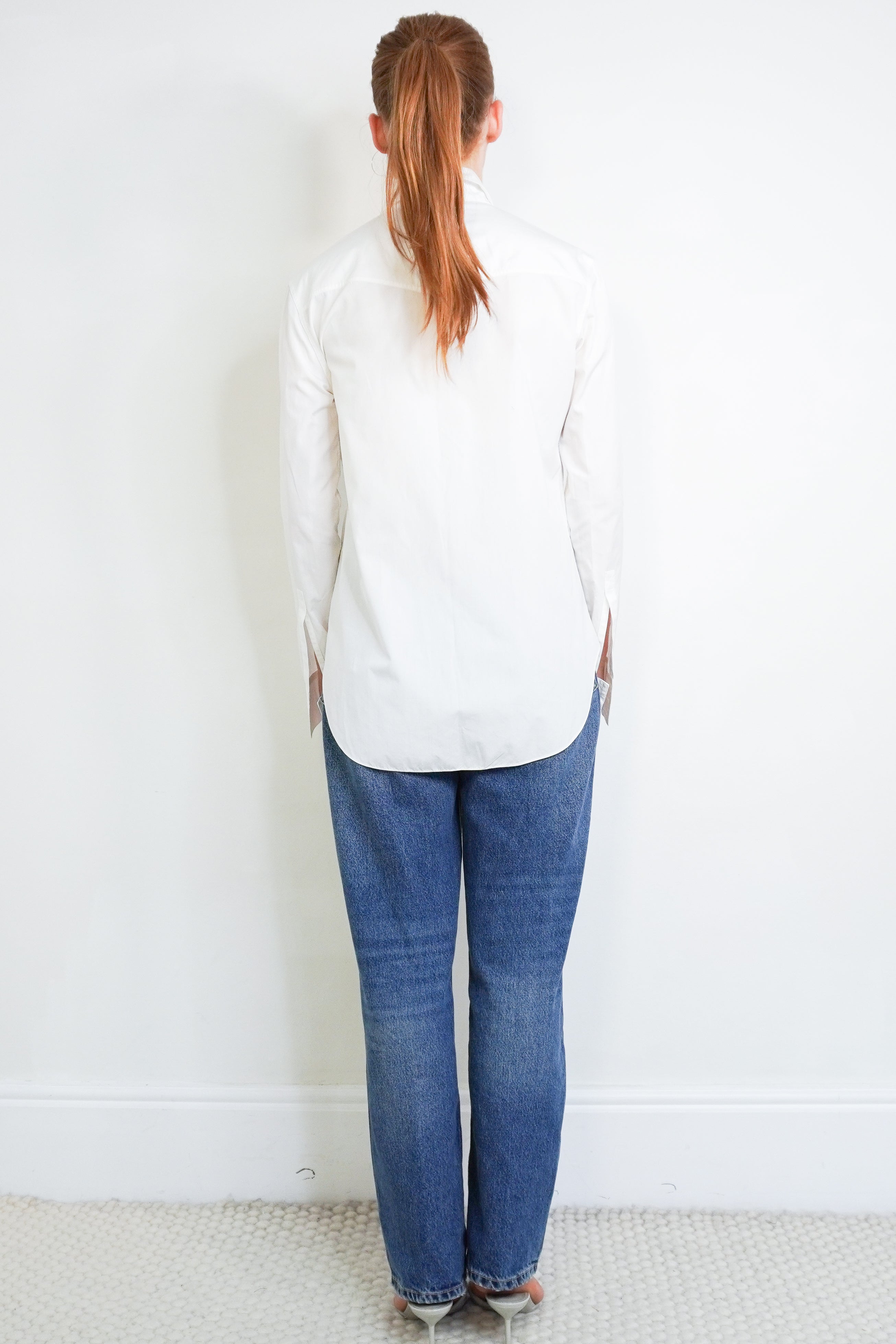 Balmain White Cotton Shirt with Gold Button Detailing back photo chelsea london