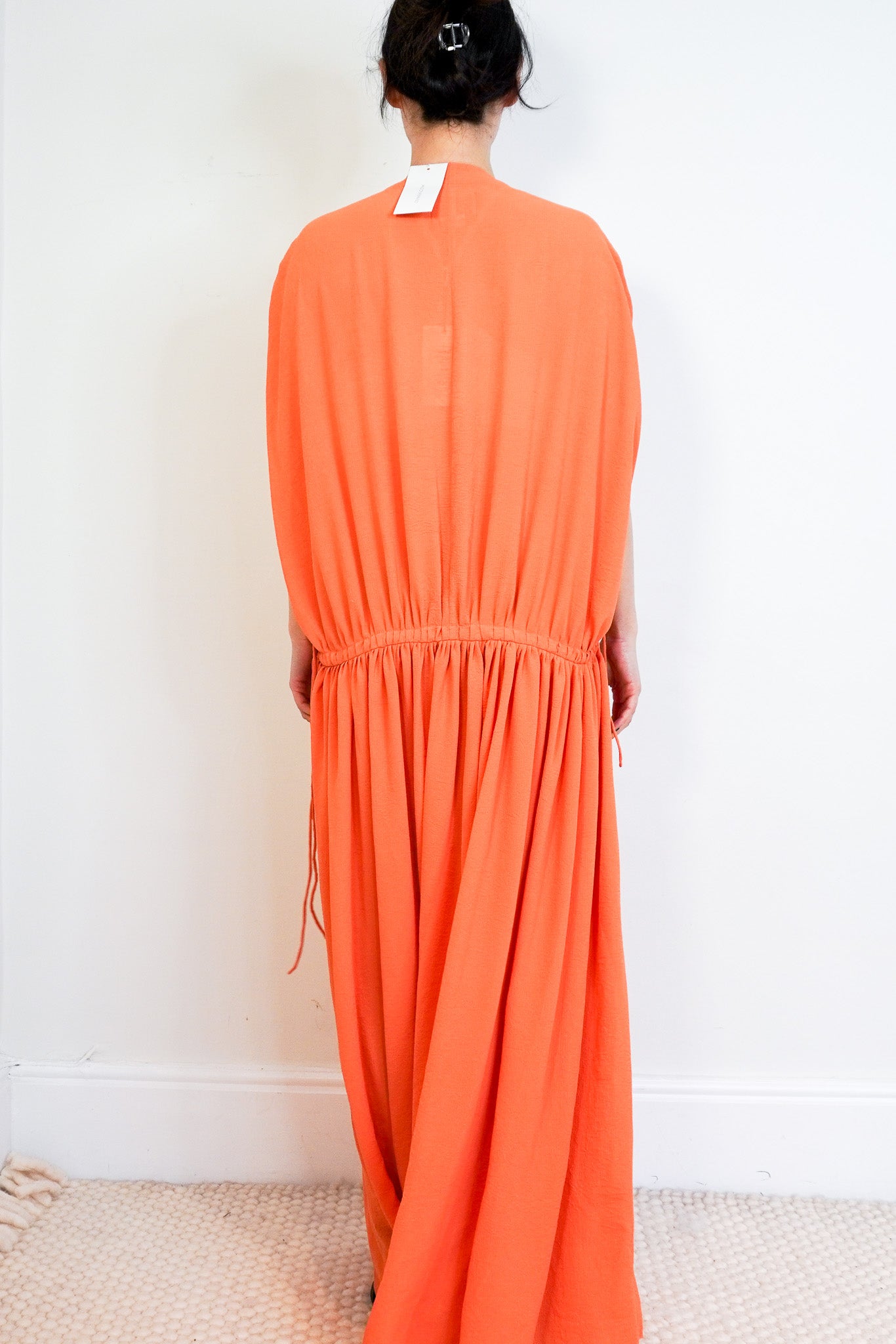 Bambah-Fatma-Orange-Ruched-Kaftan-back-picture