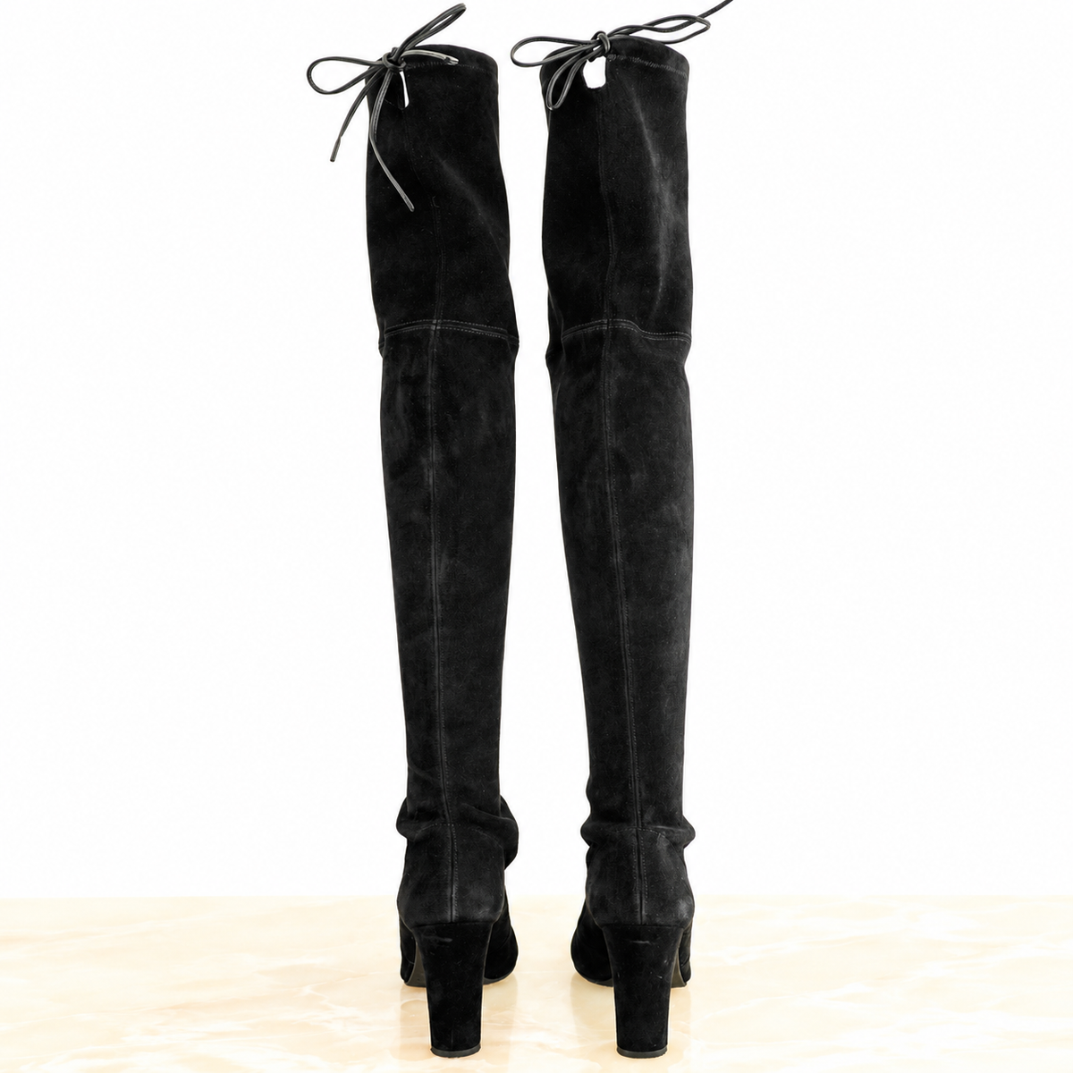 Stuart Weitzman Black Suede Highland Over-the-Knee Boots (RRP £895) | Authentic Preloved