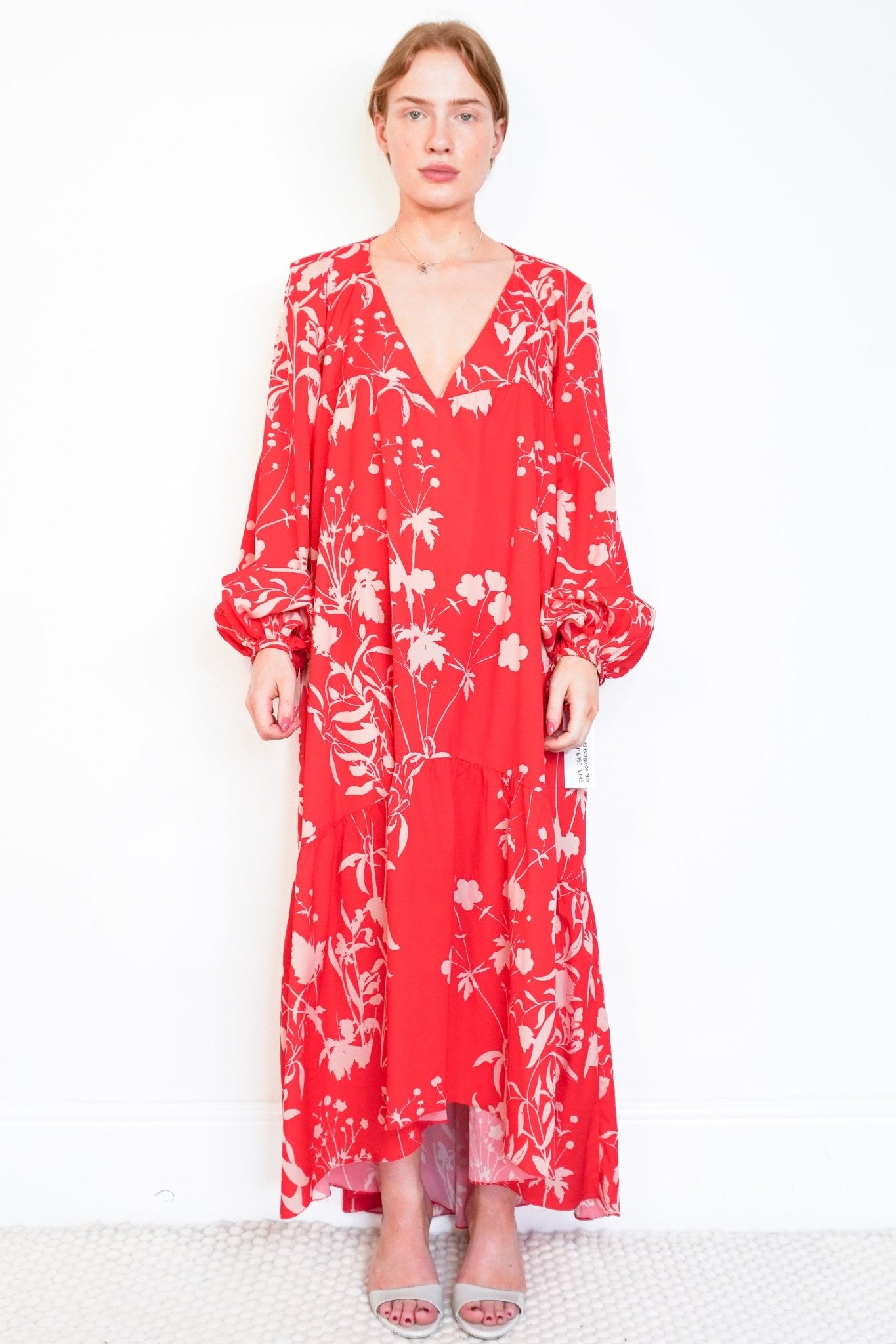 Borgo de Nor Red Floral Cotton Maxi Dress (RRP £450) | Authentic Preloved - Reloved Again