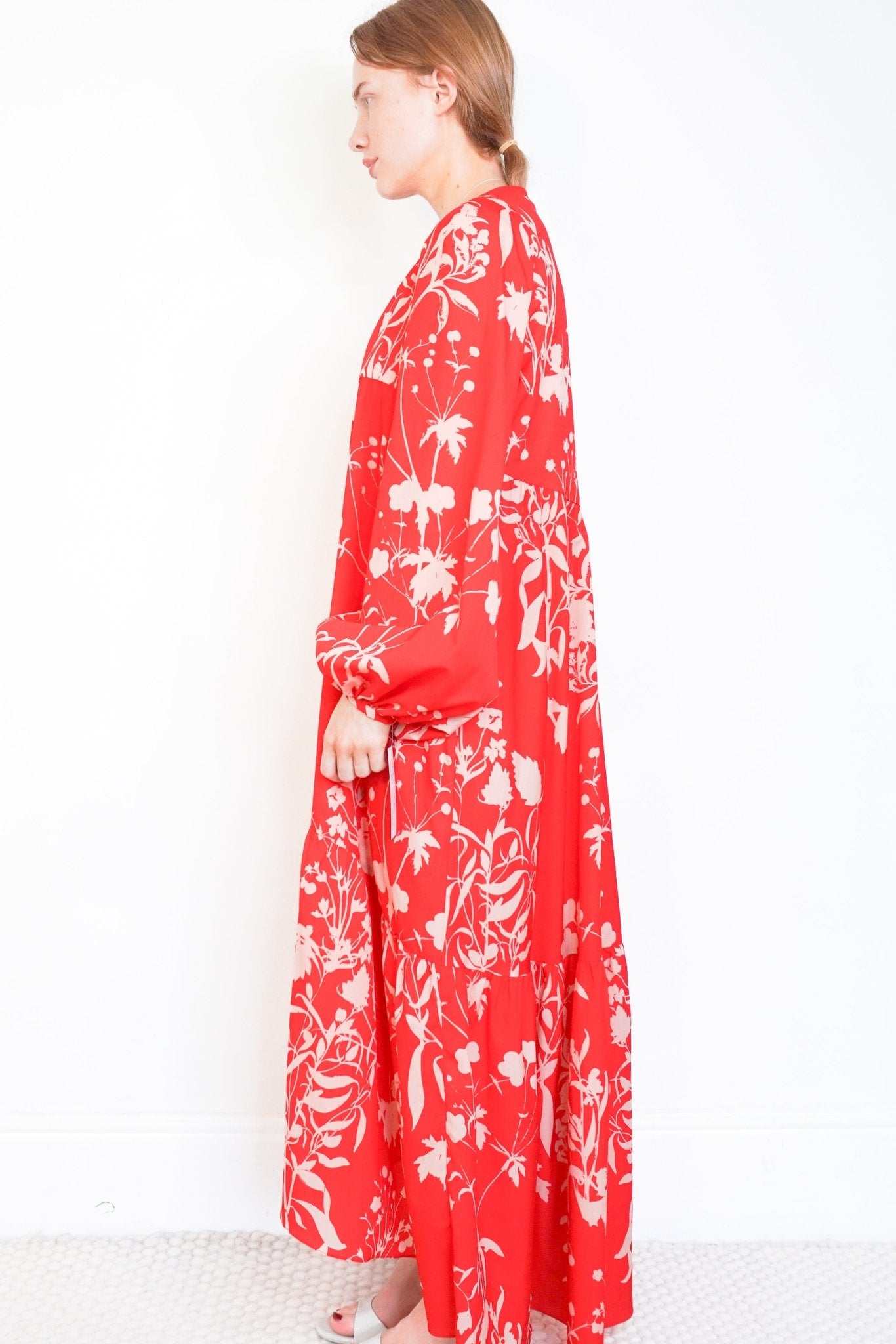 Borgo de Nor Red Floral Cotton Maxi Dress (RRP £450) | Authentic Preloved - Reloved Again
