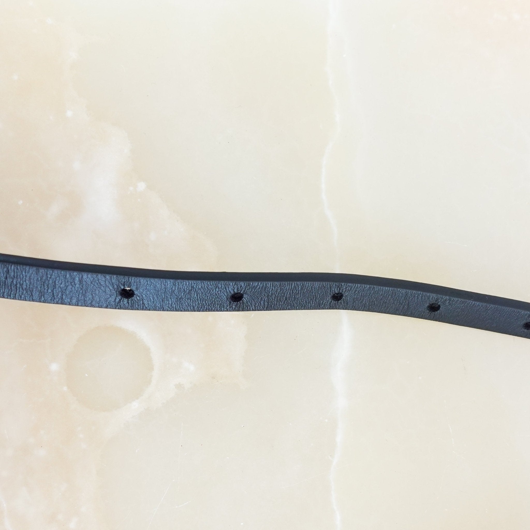 Bottega Veneta Black Slimline belt with gold triangle | Authentic Preloved - Reloved Again