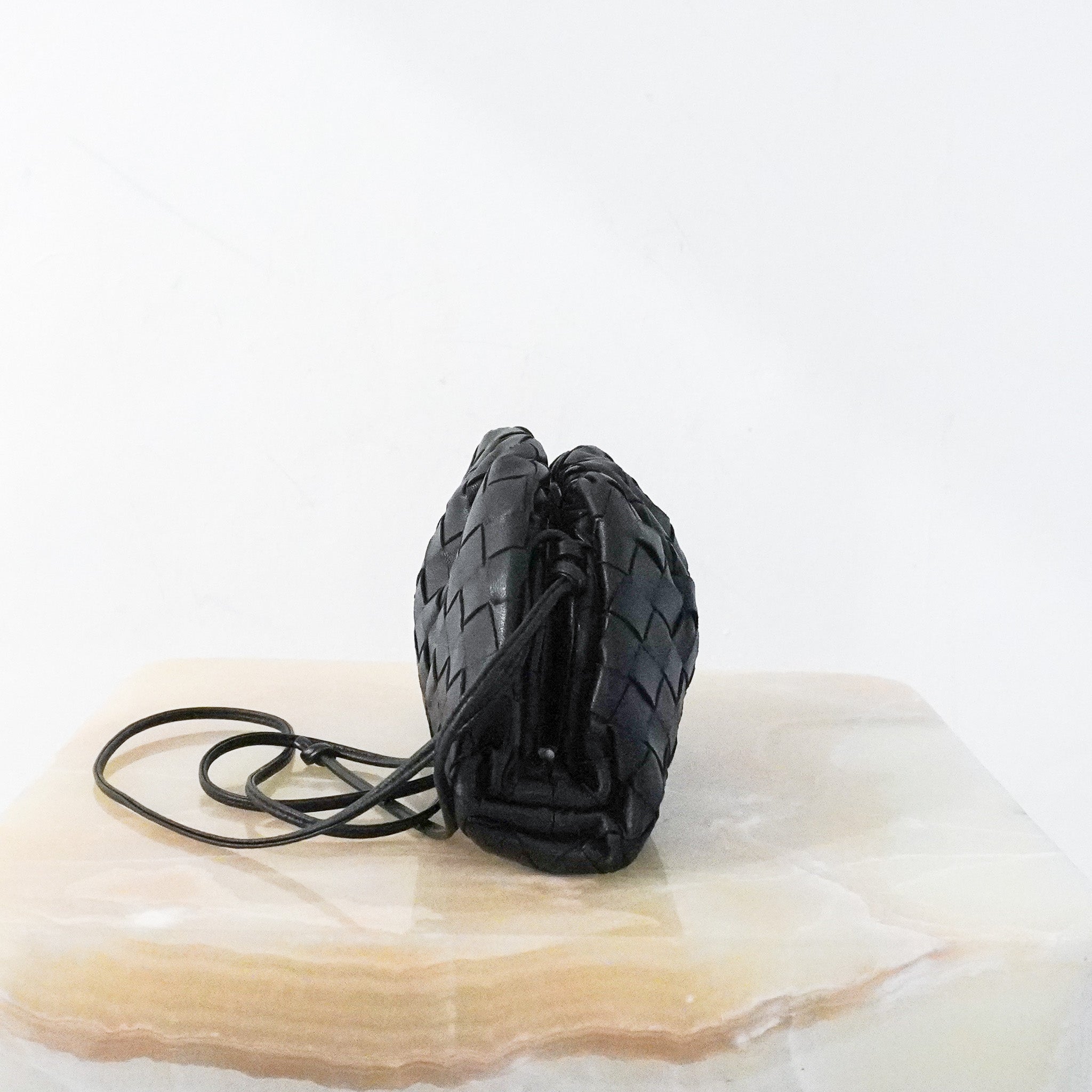 Bottega-Veneta-Mini-Intreciatto-Pouch-Crossbody-Bag-in-Black-side-picture