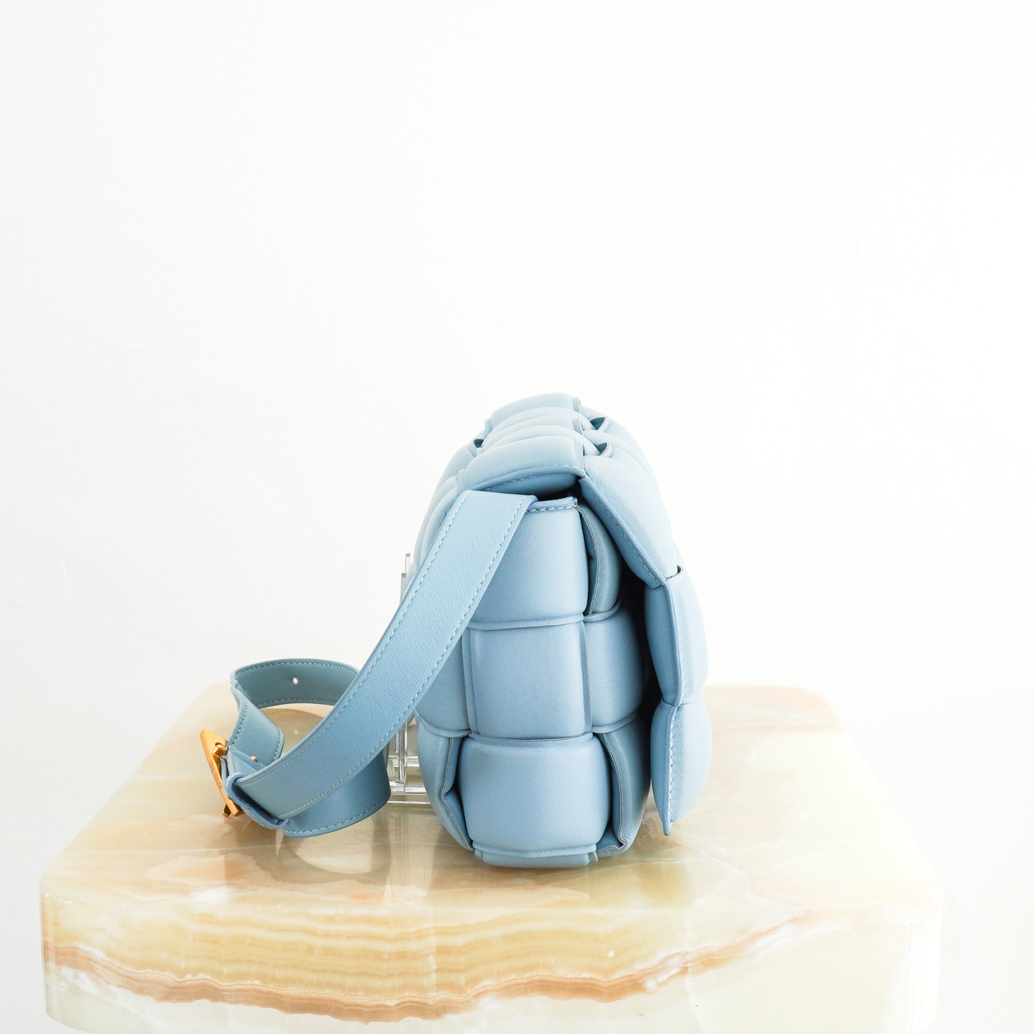 Bottega-Veneta-Padded-Cassette-Bag-in-Light-Blue-side-picture