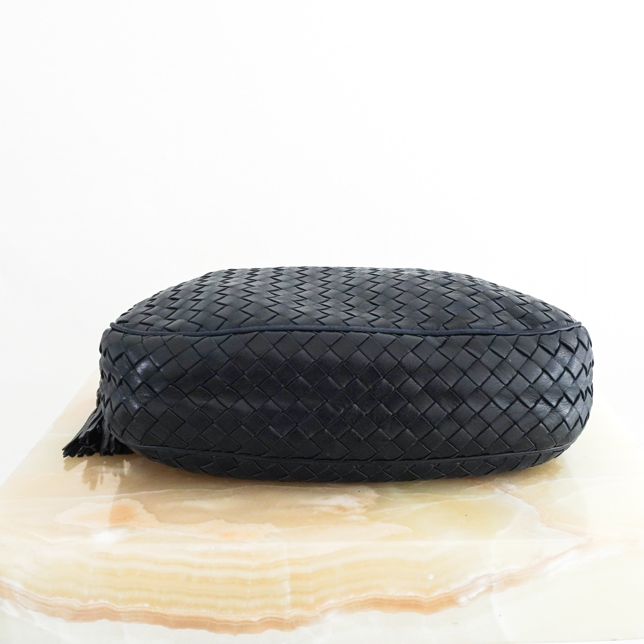 Bottega-Veneta-Vintage-Intreciatto-Shoulder-Bag-in-Navy-bottom-picture-Chelsea-London