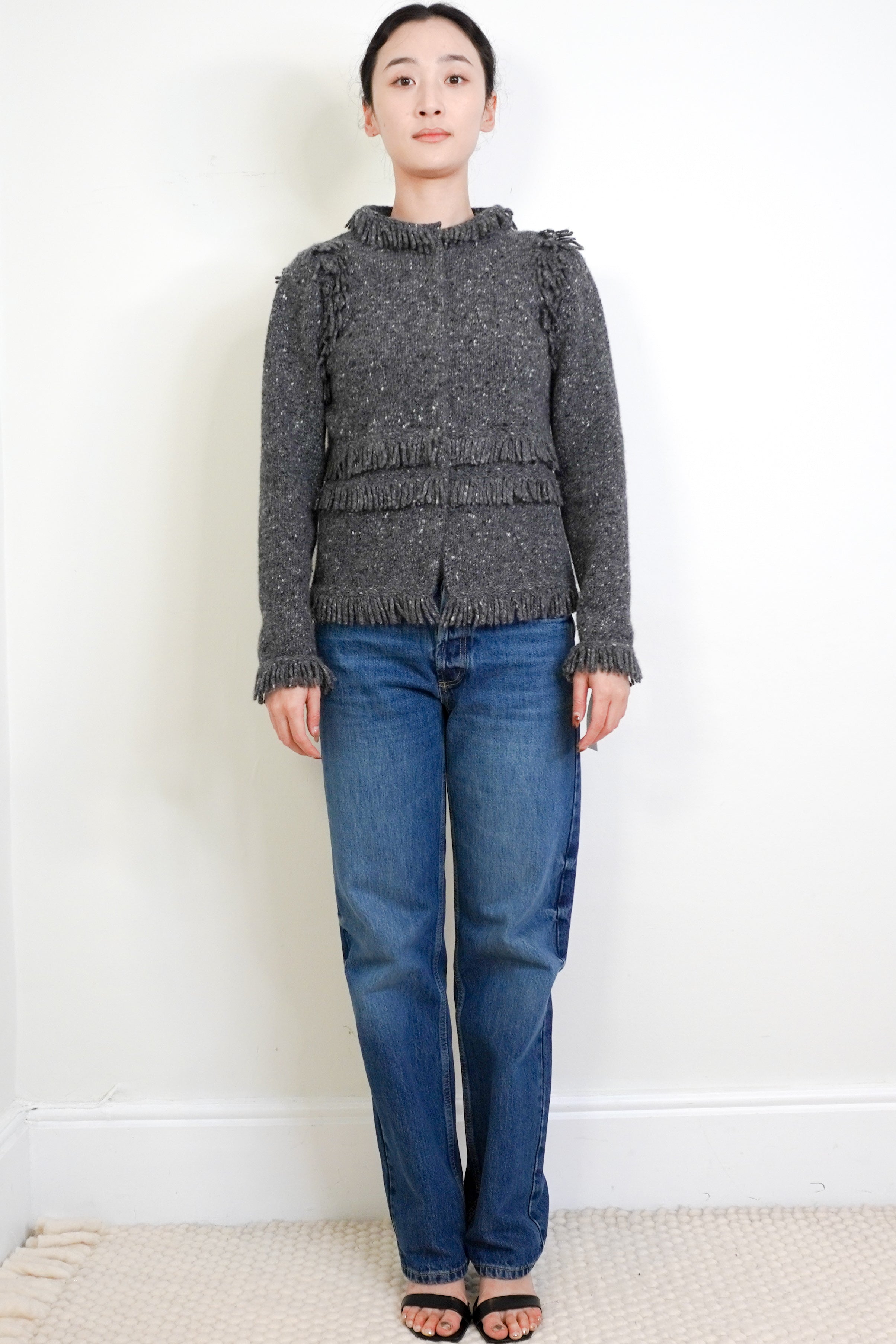 Bruno-Manetti-Grey-Knitted-Fringe-Blazer-front-picture-Chelsea-London