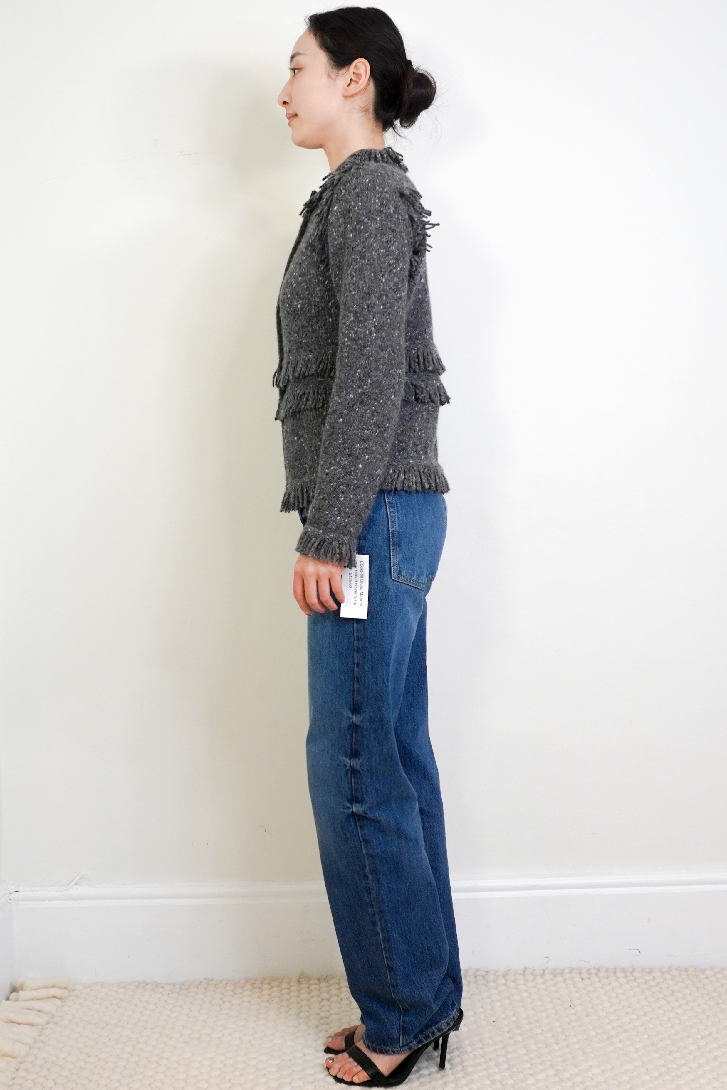 Bruno-Manetti-Grey-Knitted-Fringe-Blazer-side-picture-Chelsea-London