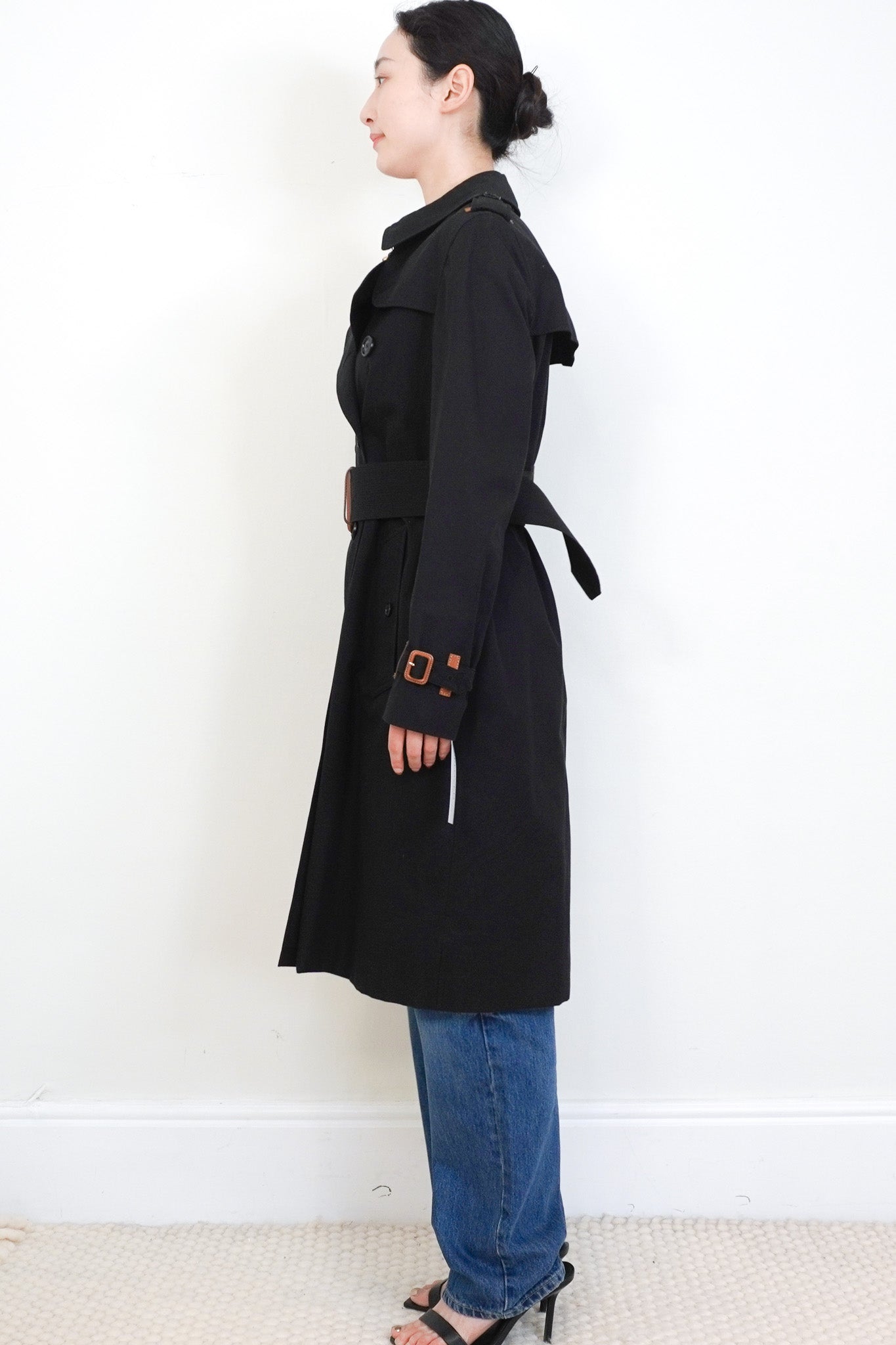 Burberry-London-Black-Cotton-Trench-Coat-side-photo