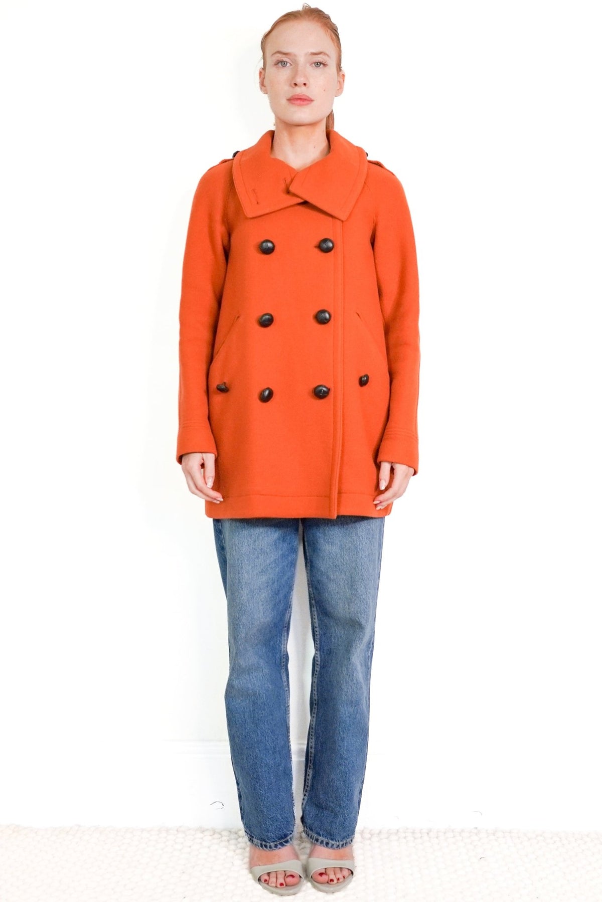Burberry Brit Orange Wool Trench Coat (RRP £1000) | Authentic Preloved - Reloved Again