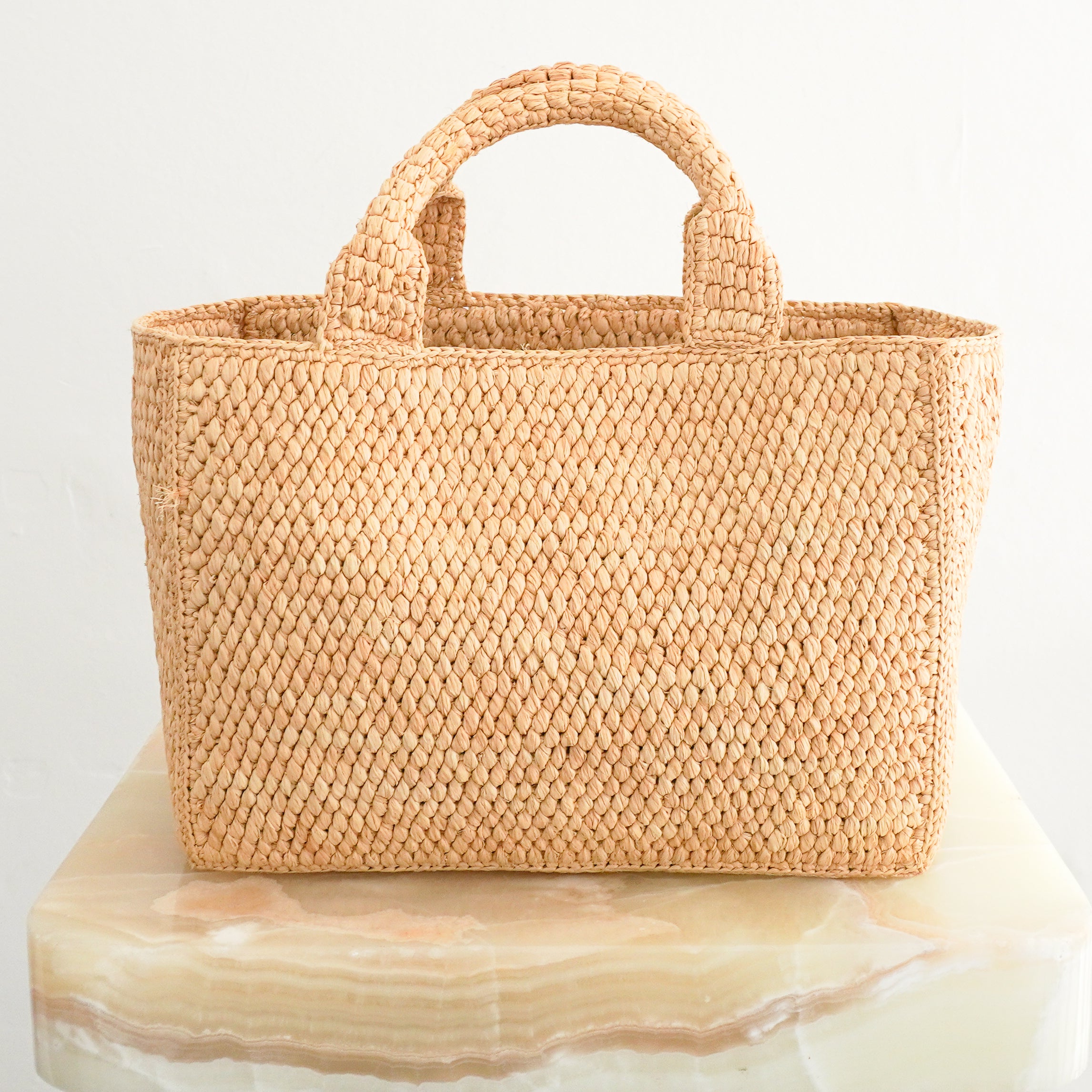 CELINE Small Cabas Thaïs in Raffia & Calfskin – Tan back photo chelsea london