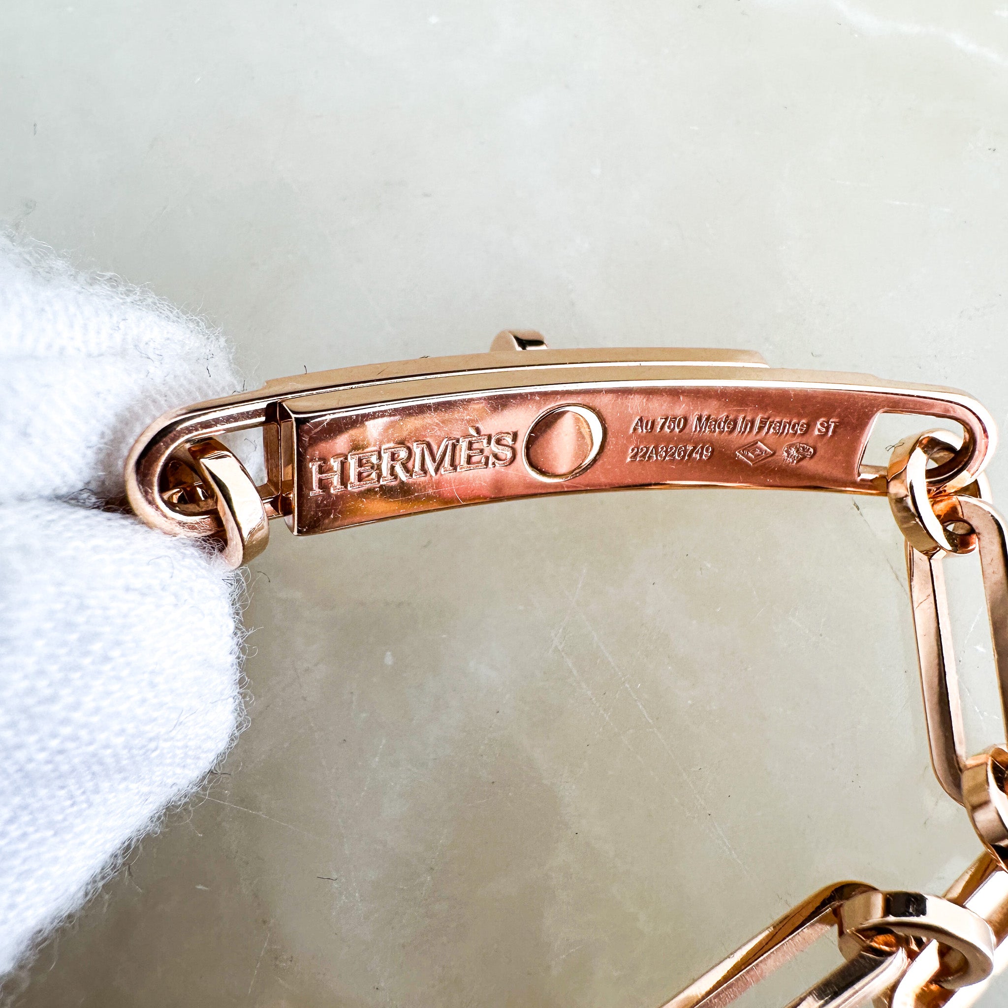 CURRENT SEASON Hermes Kelly Chaine Rose Gold and Diamonds Bracelet RRP £9710 | Authentic Preloved FINAL SALE - Reloved Again