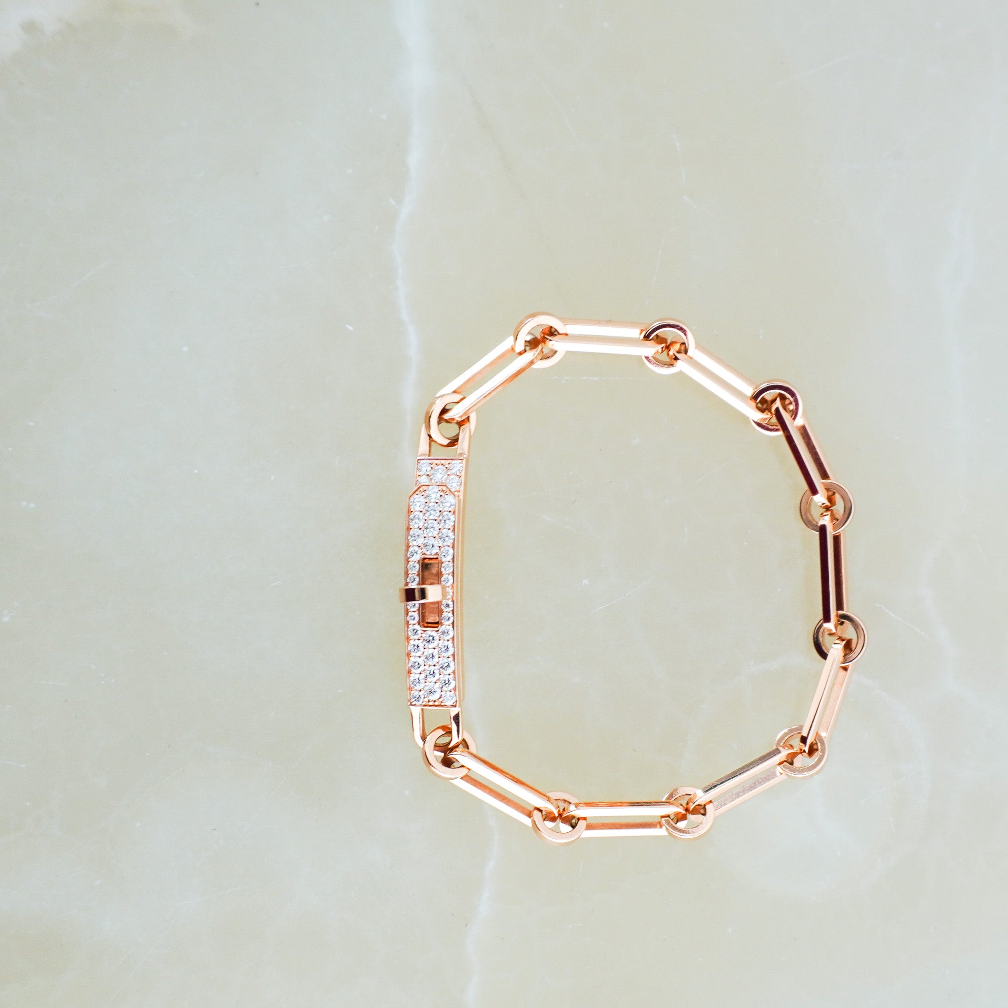 CURRENT SEASON Hermes Kelly Chaine Rose Gold and Diamonds Bracelet RRP £9710 | Authentic Preloved FINAL SALE - Reloved Again