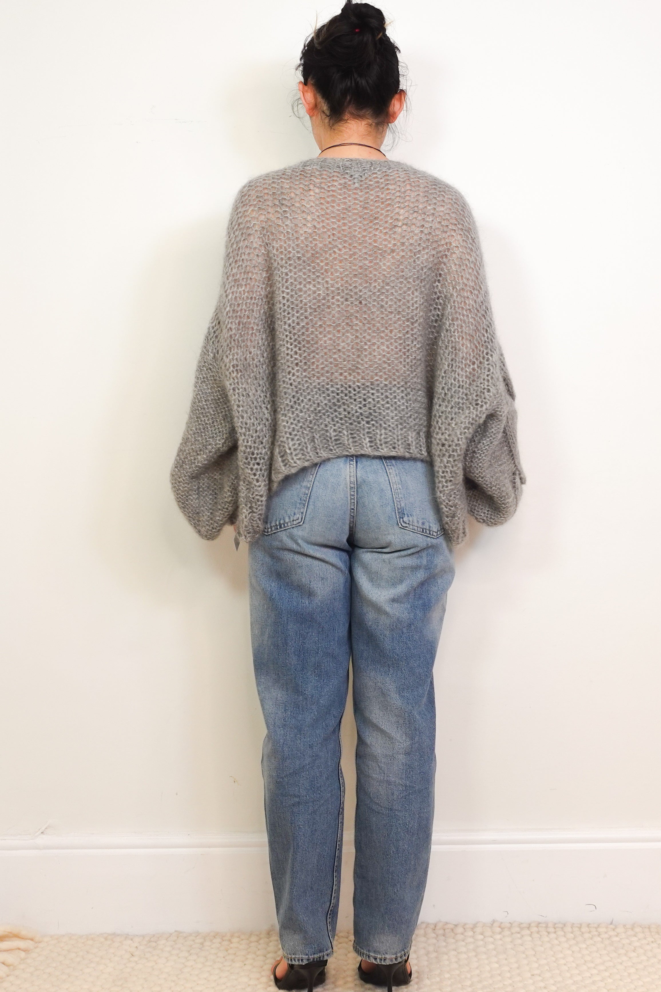 CURRENT-SEASON-Loewe-Grey-Anagram Oversize-Mohair-Blend-Sweater-back-picture-Chelsea-London