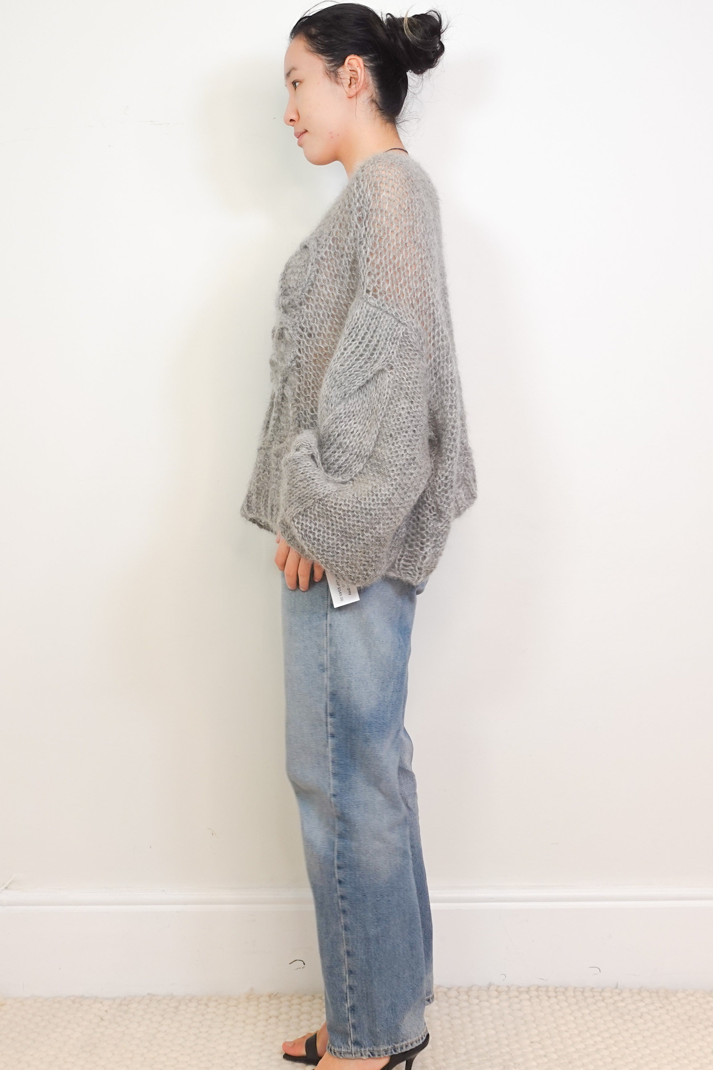 CURRENT-SEASON-Loewe-Grey-Anagram Oversize-Mohair-Blend-Sweater-side-picture-Chelsea-London