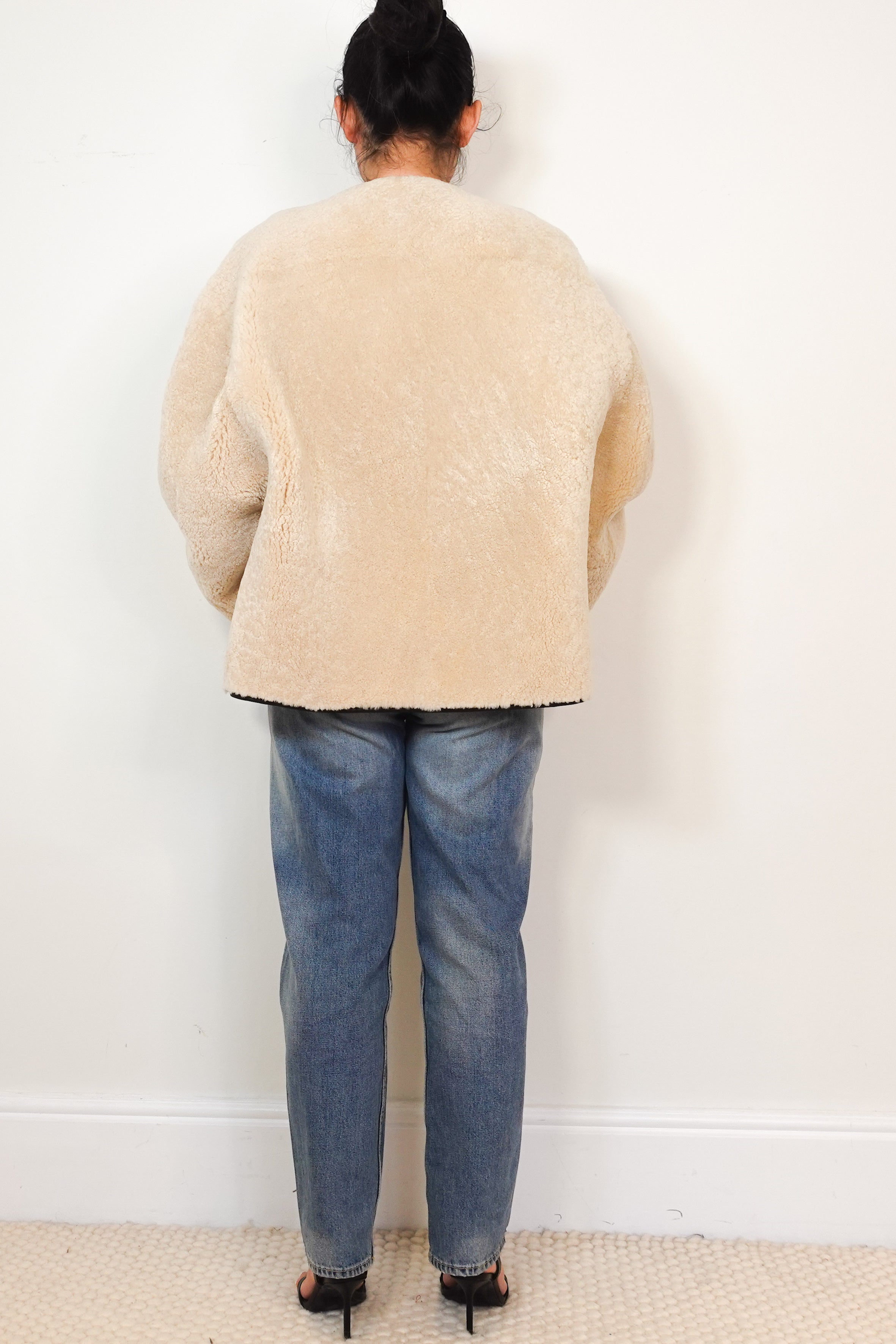 CURRENT-SEASON-Toteme Cream-Teddy-Shearling-Jacket-back-picture-Chelsea-London