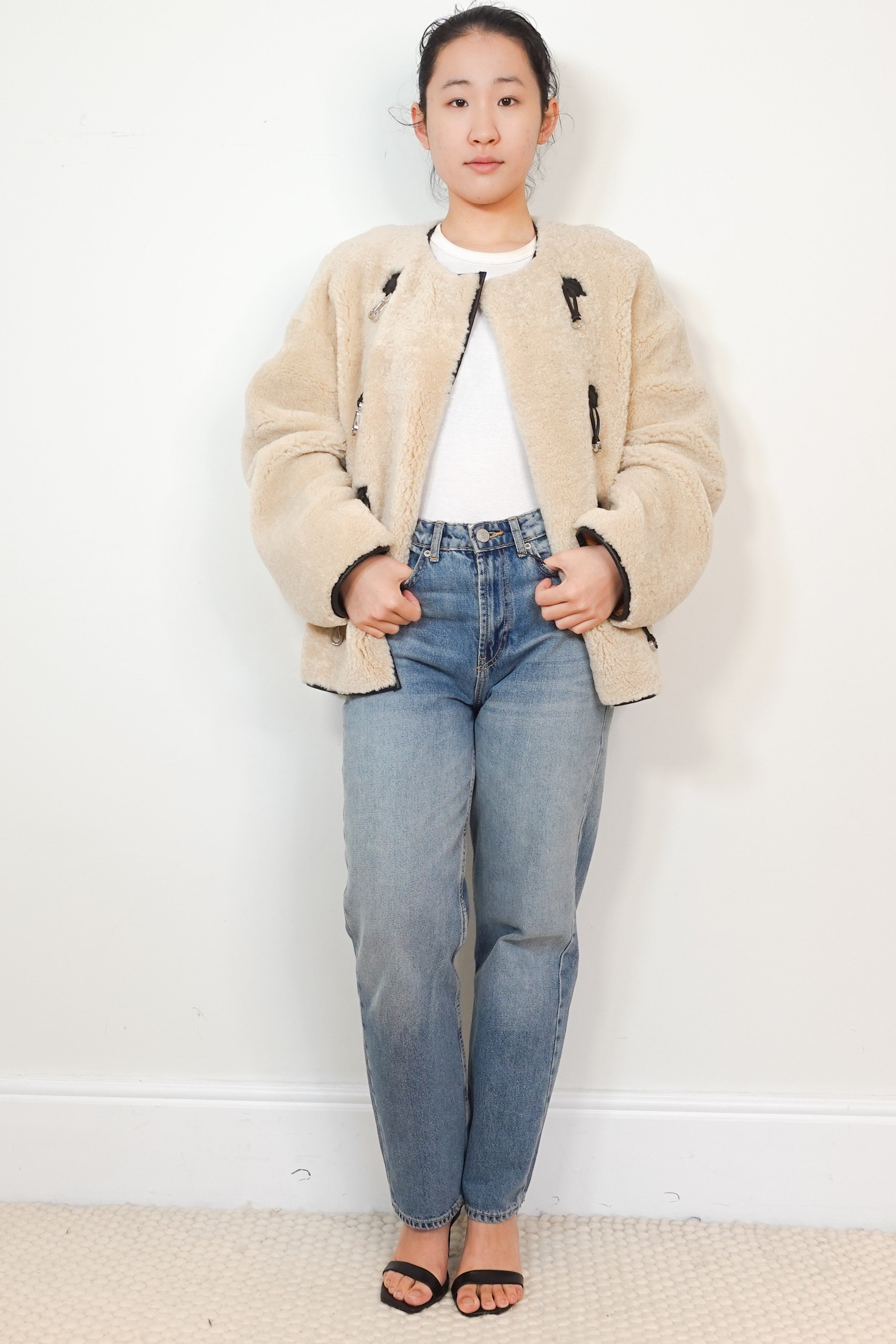 CURRENT-SEASON-Toteme Cream-Teddy-Shearling-Jacket-front-picture-2-Chelsea-London
