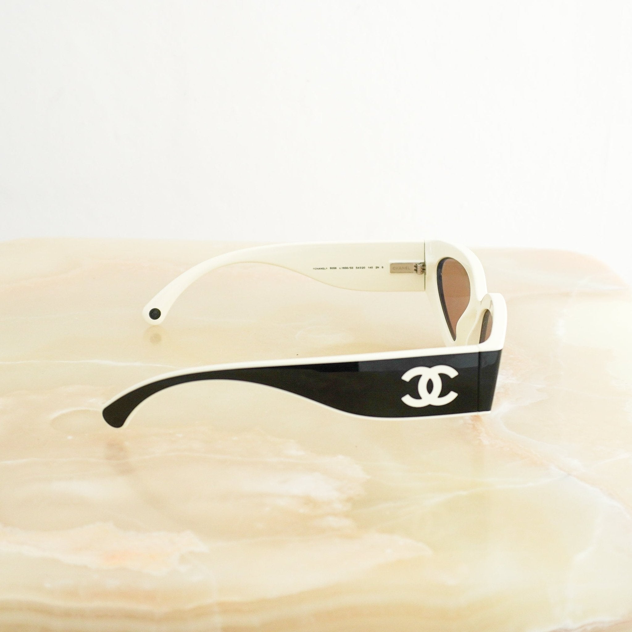 CURRENT SEASON Chanel 6056 Black & White Cat-Eye Sunglasses (RRP £385) | Authentic Preloved FINAL SALE - Reloved Again