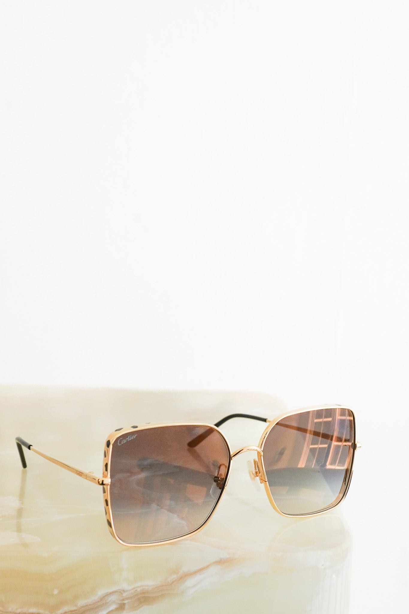 Cartier Panthère De Cartier Gold-Tone Square Sunglasses front picture