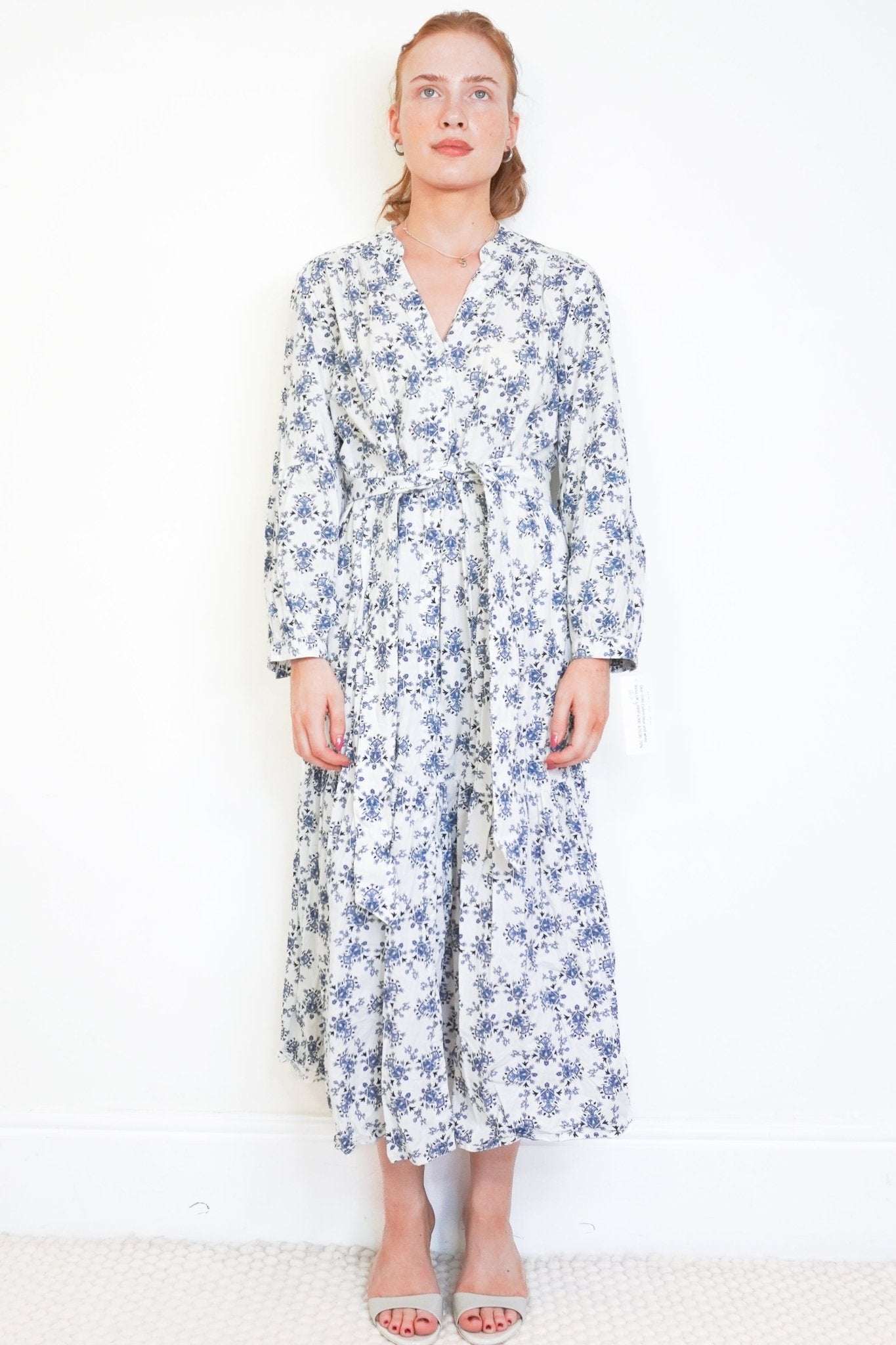 Cefinn White & Blue Floral Maxi Dress (RRP £320) | Authentic Preloved - Reloved Again