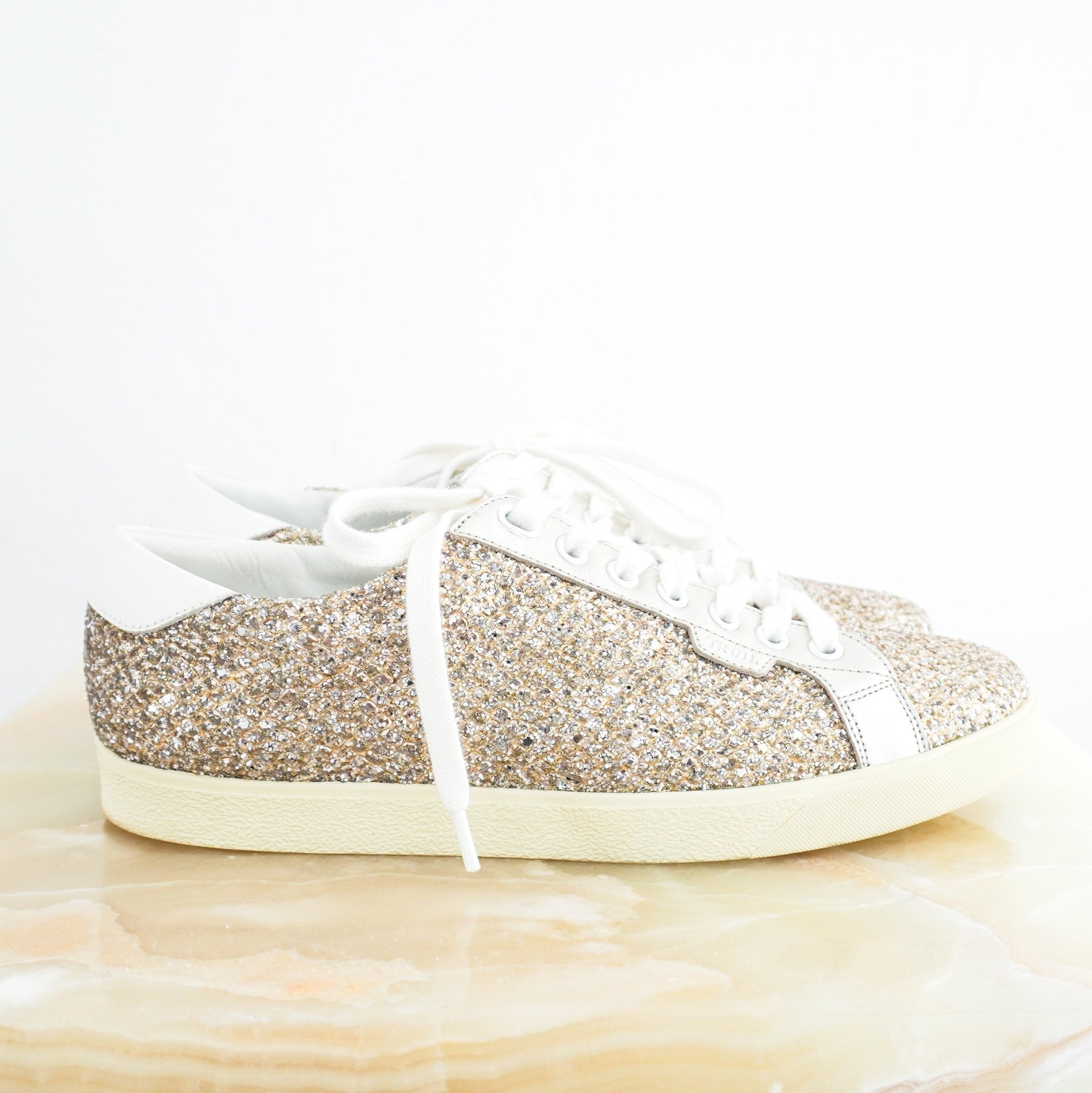 Celine Gold Glitter Low Top Triomphe Trainers RRP £550 | Authentic Preloved - Reloved Again