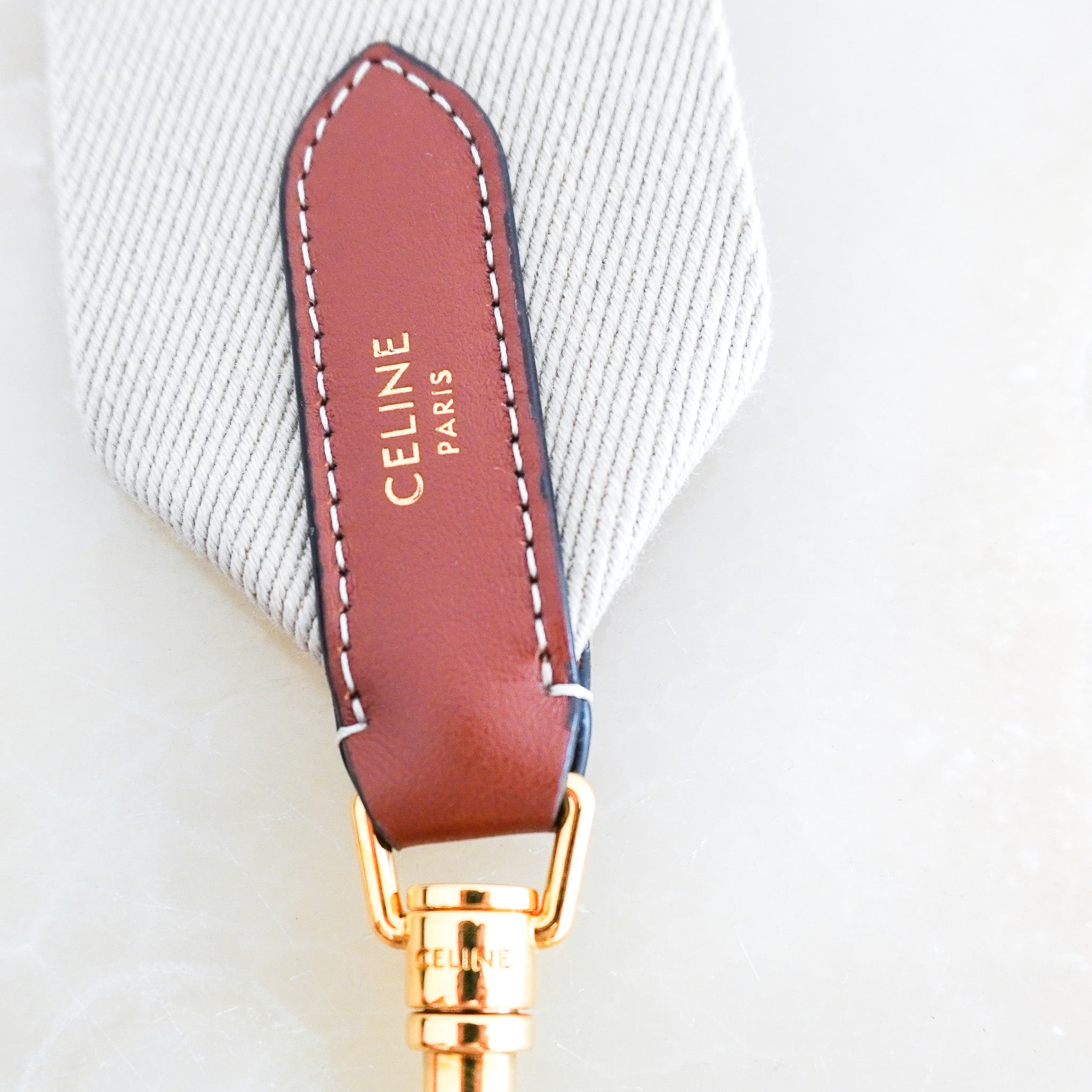 Celine Logo Bag Strap in Beige RRP £375 | Authentic Preloved FINAL SALE - Reloved Again