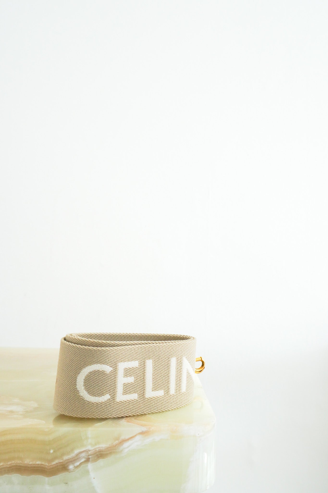 Celine Logo Bag Strap in Beige RRP £375 | Authentic Preloved FINAL SALE - Reloved Again