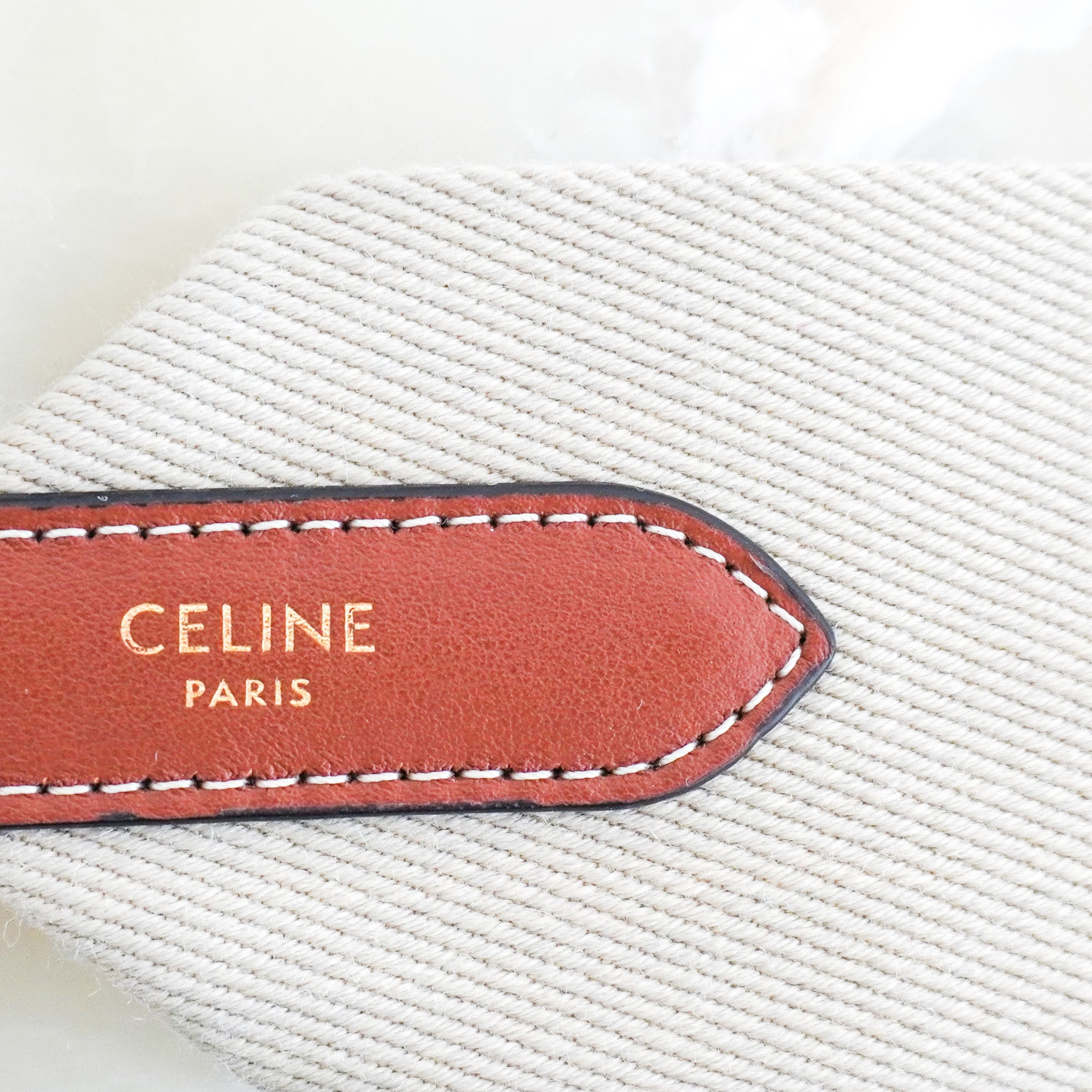 Celine Logo Bag Strap in Beige RRP £375 | Authentic Preloved FINAL SALE - Reloved Again