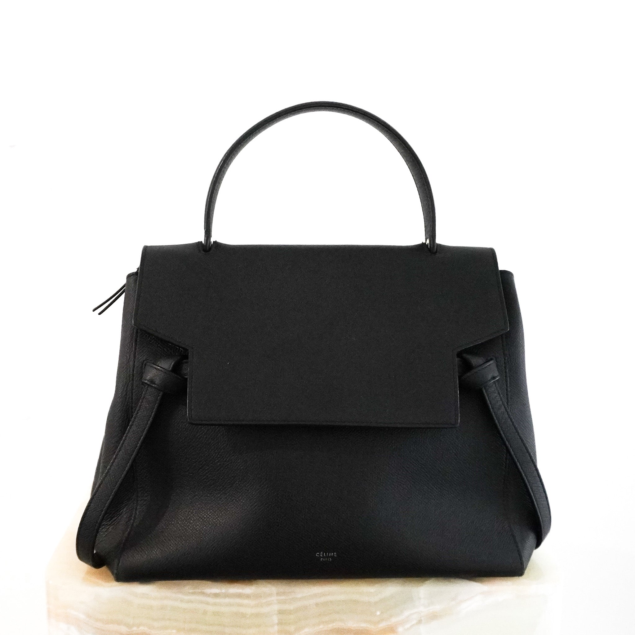 Celine Nano Grain Belt Detail Shoulder Bag in Black RRP £2150 | Authentic Preloved - Reloved Again