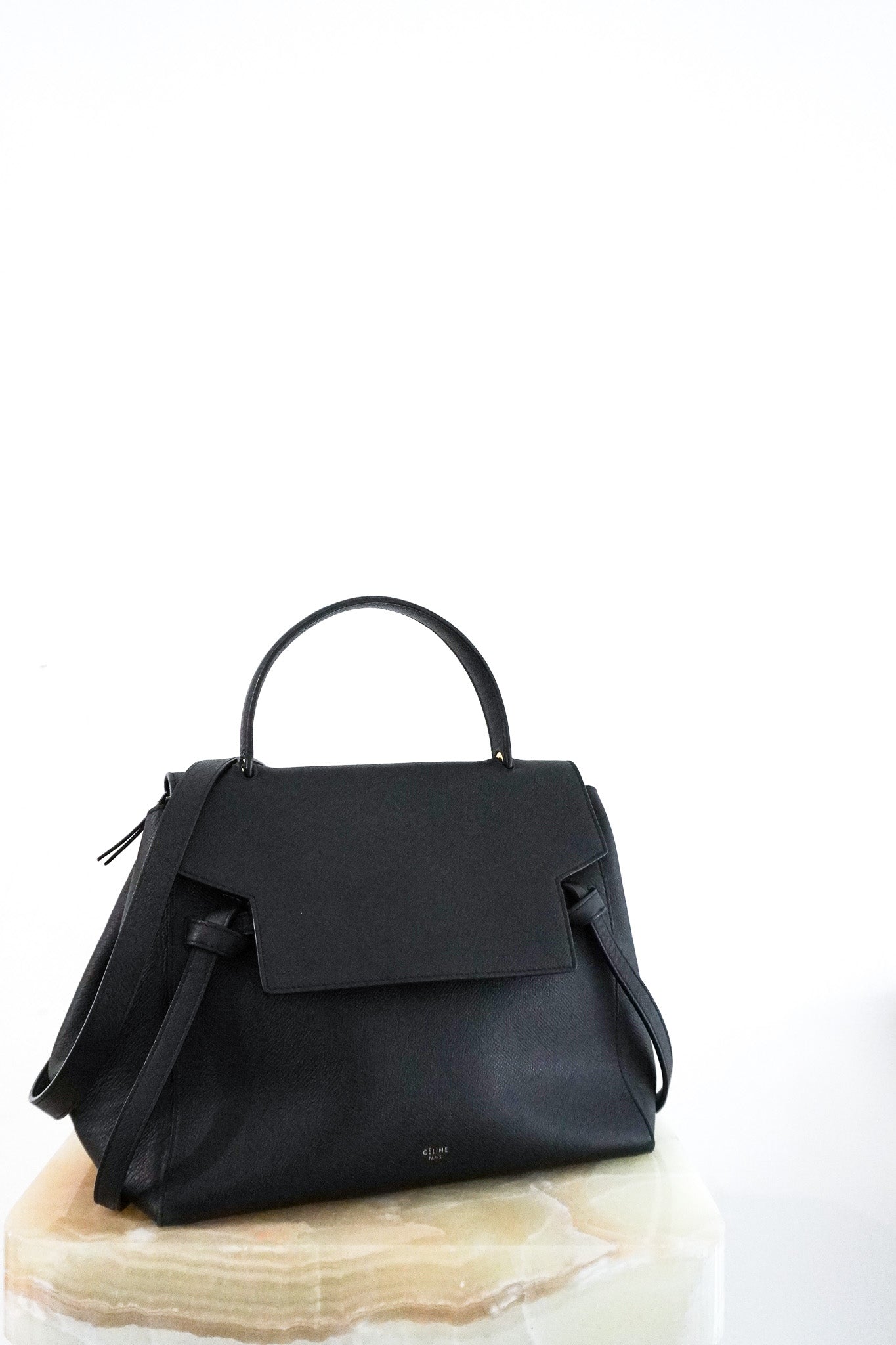 Celine Nano Grain Belt Detail Shoulder Bag in Black RRP £2150 | Authentic Preloved - Reloved Again