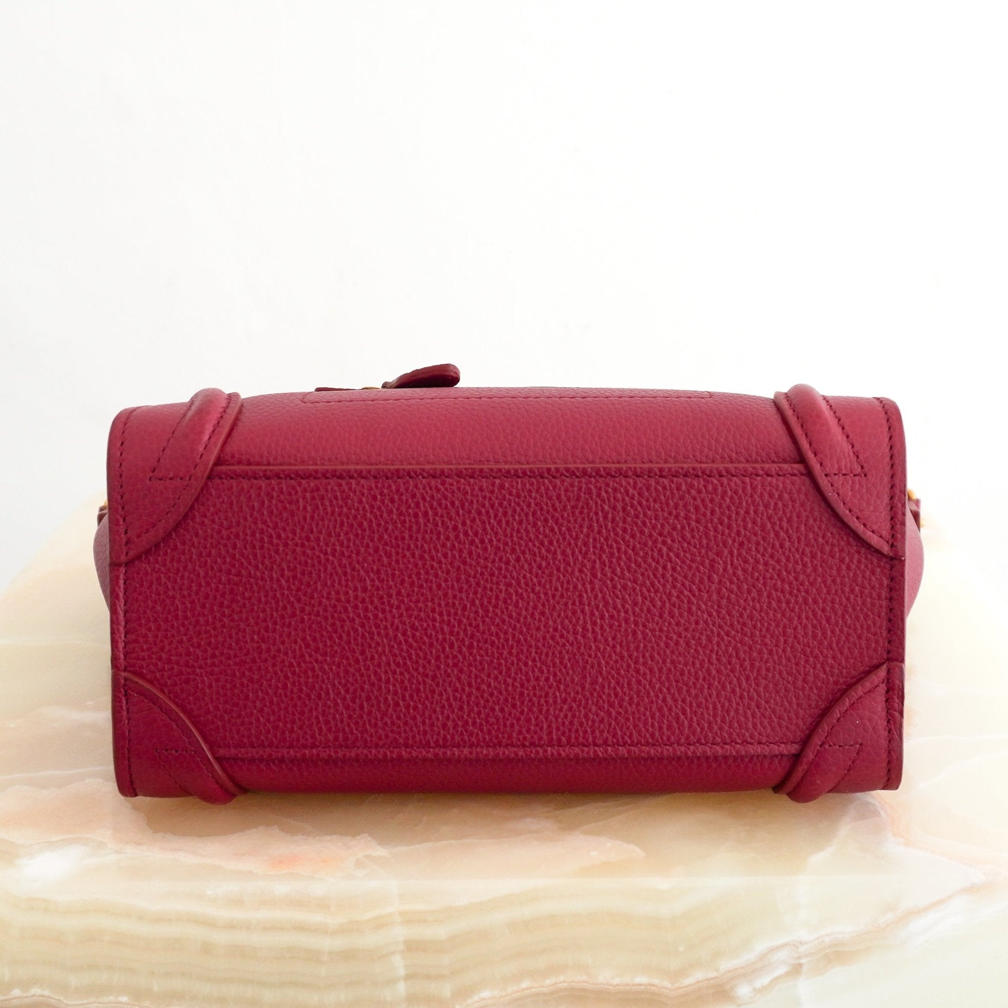 Celine Nano Luggage Bag in Raspberry Drummed Calfskin (RRP £1750) | Authentic Preloved - Reloved Again