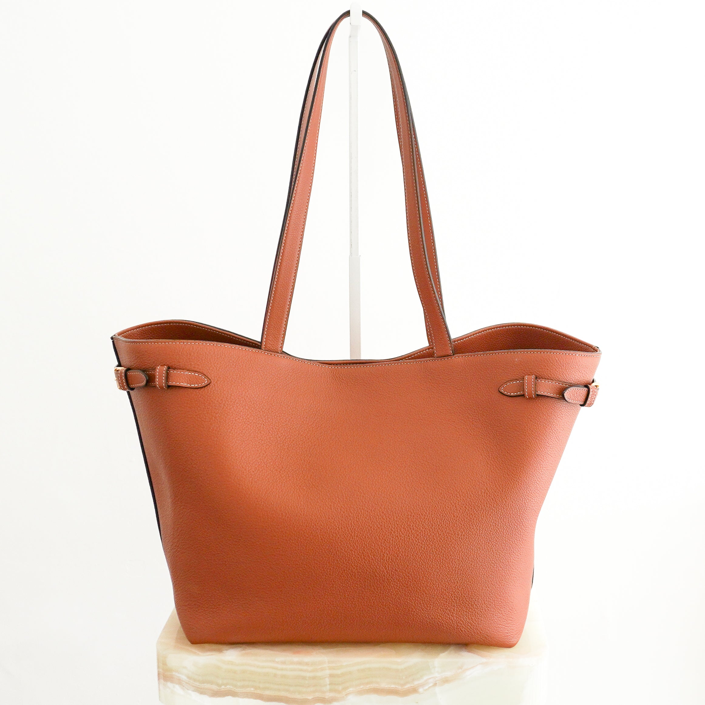 Celine Triomphe Cabas Tote Bag in Brown Grained Calfskin back photo chelsea london