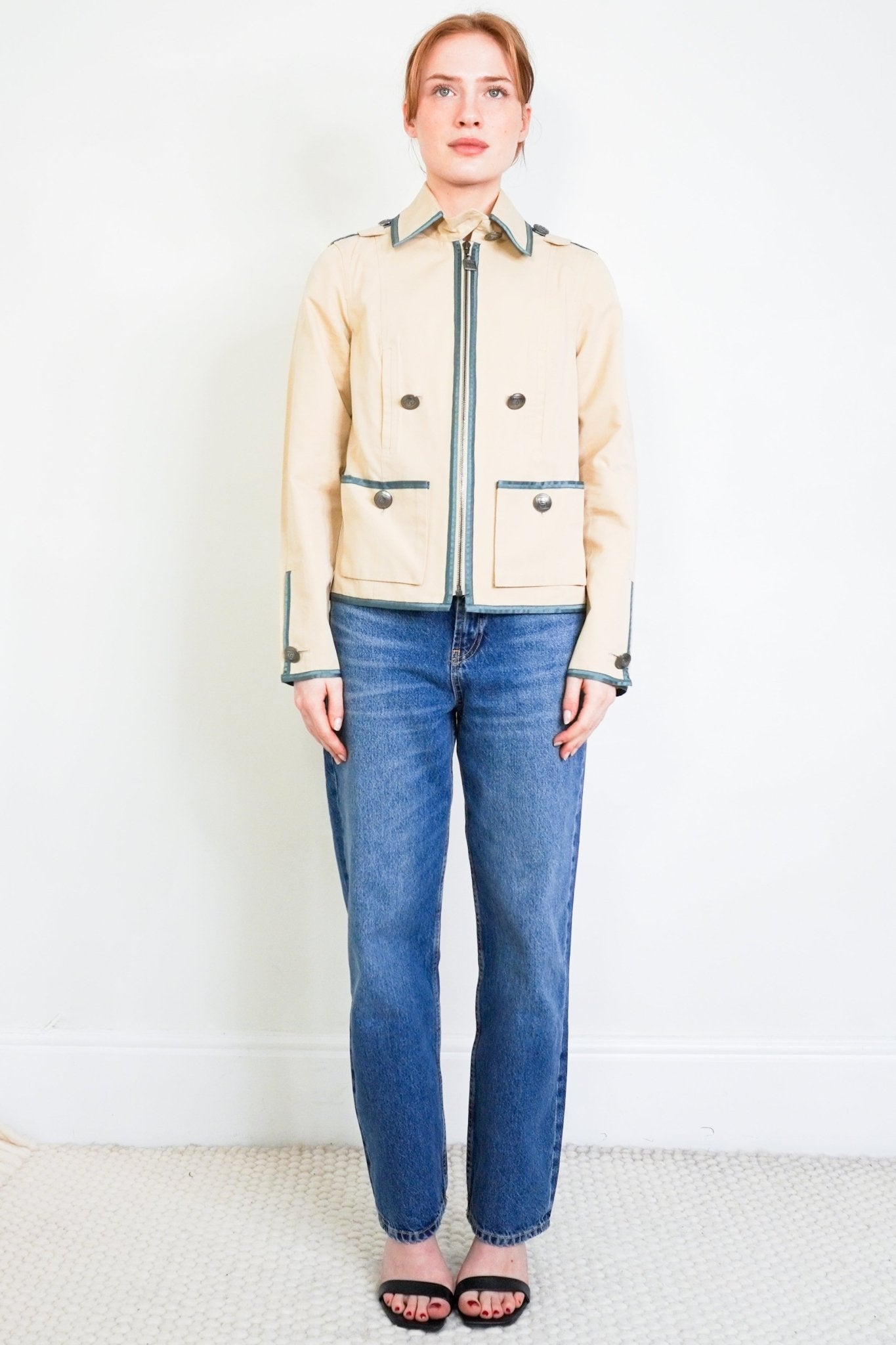 Chanel Beige CC Trench Jacket 08P RRP £1700 | Authentic Preloved - Reloved Again