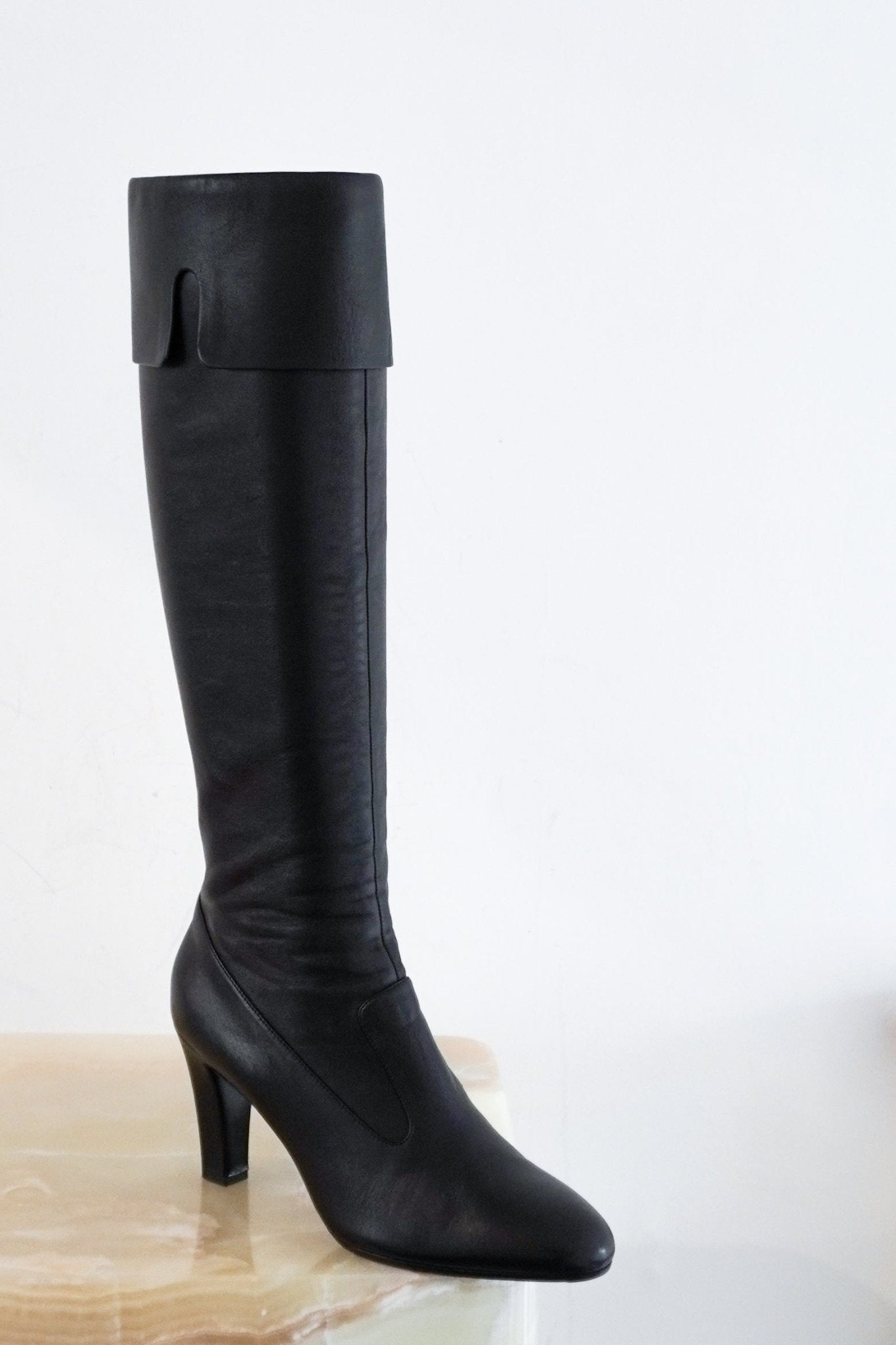 Chanel Black Leather Knee High Boots RRP £1700 | Authentic Preloved - Reloved Again