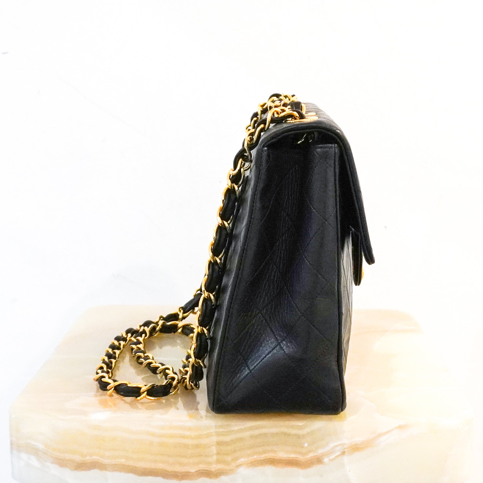 Chanel Black Quilted Lambskin Leather Vintage Maxi Jumbo XL | Authentic Preloved - Reloved Again