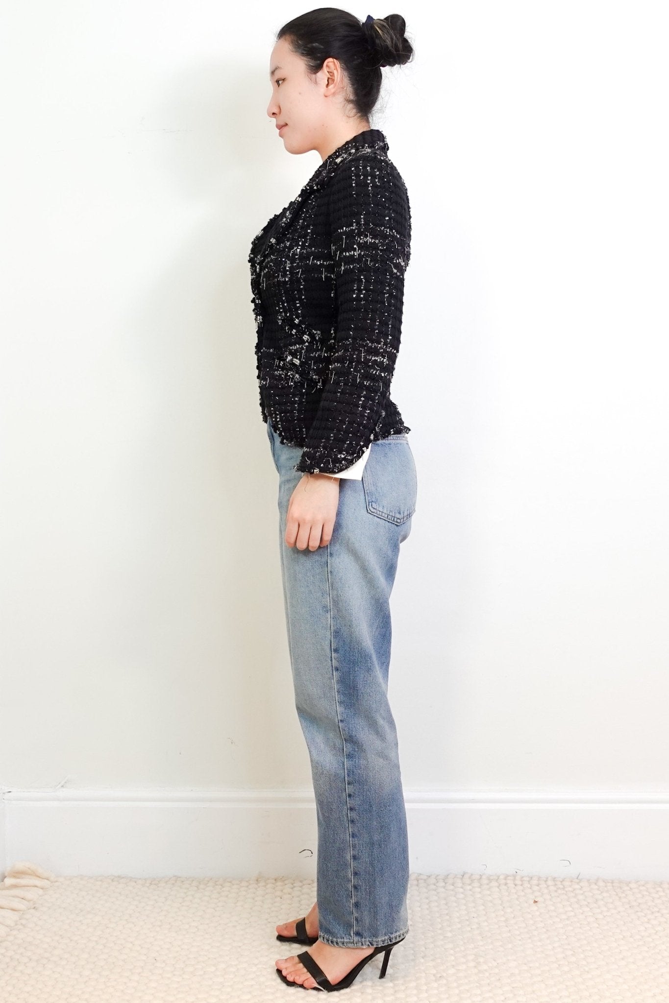 Chanel Black and Silver Boucle Jacket RRP £5.5K | Authentic Preloved - Reloved Again